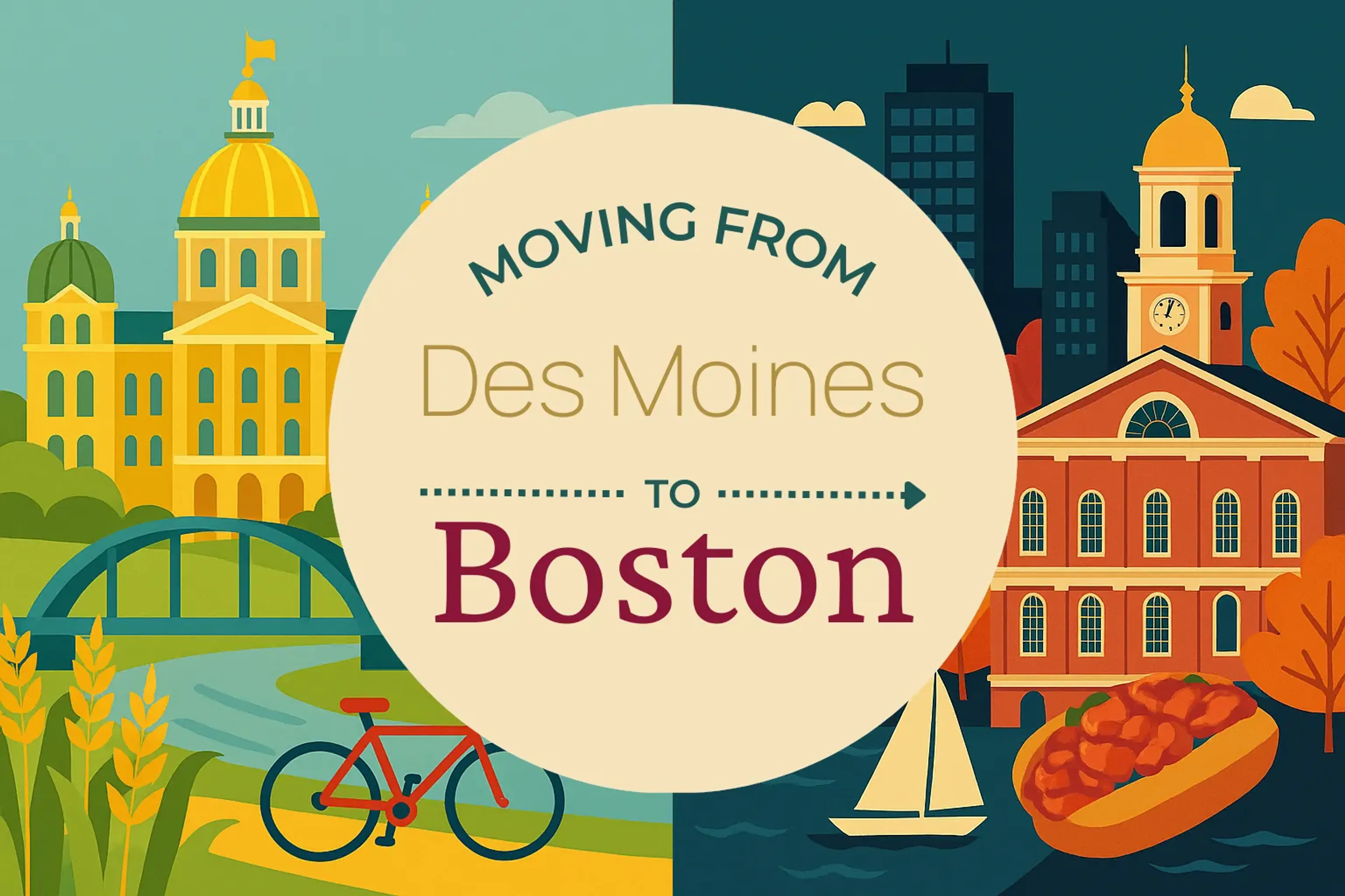 Side-by-side comparison of Des Moines to Boston moving companies