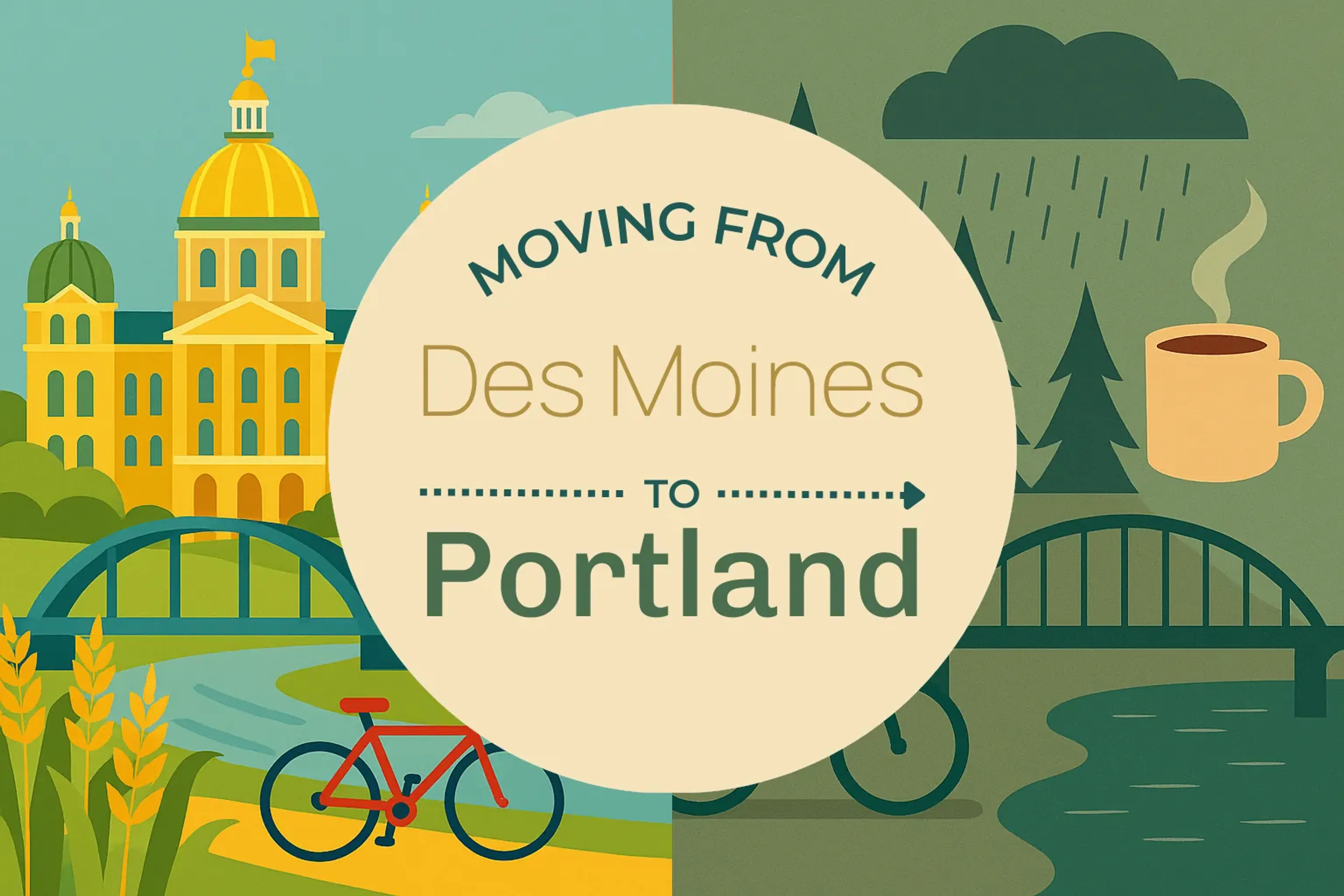 Side-by-side comparison of Des Moines to Portland moving companies