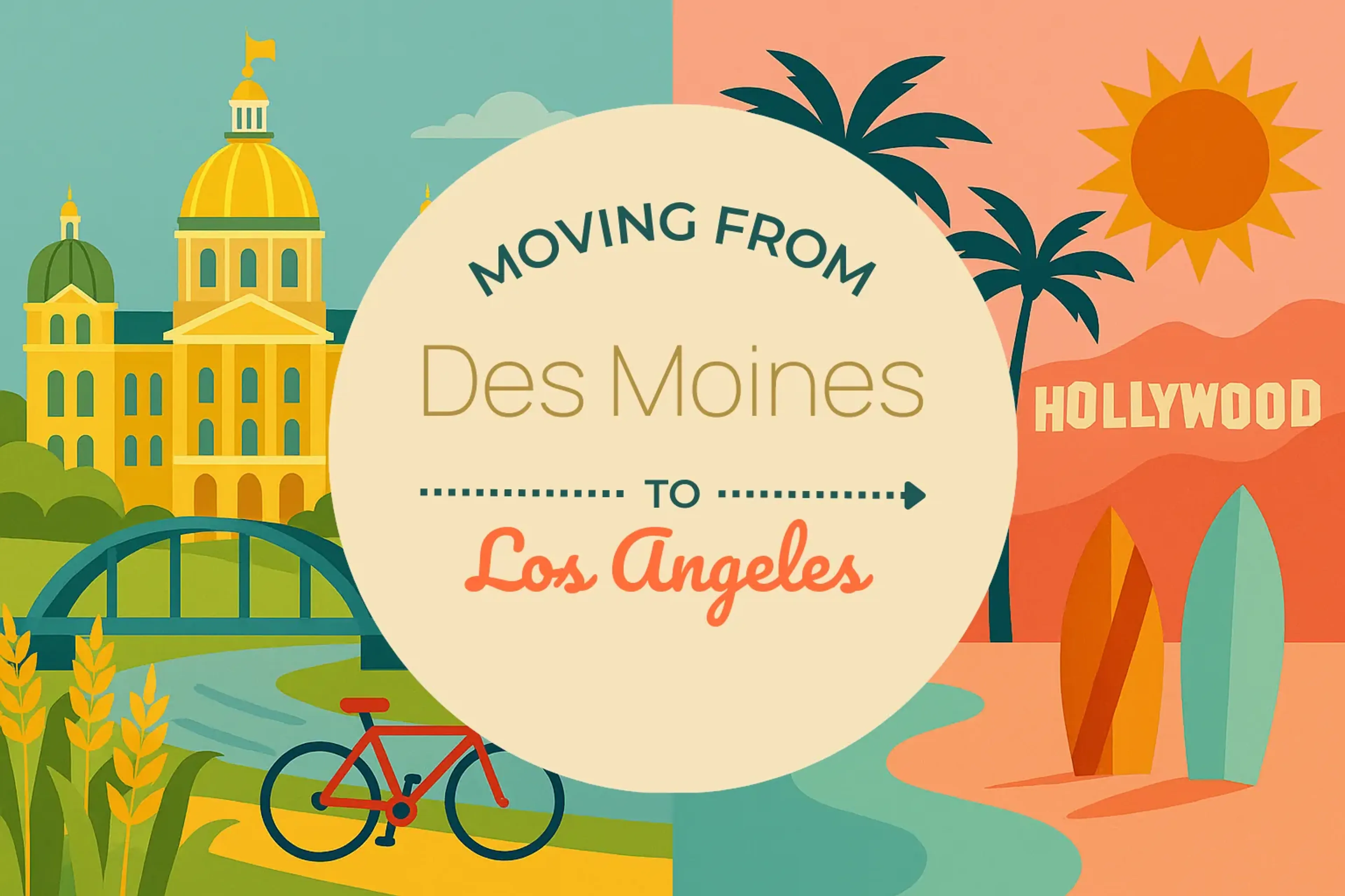 Side-by-side comparison of Des Moines to Los Angeles moving companies