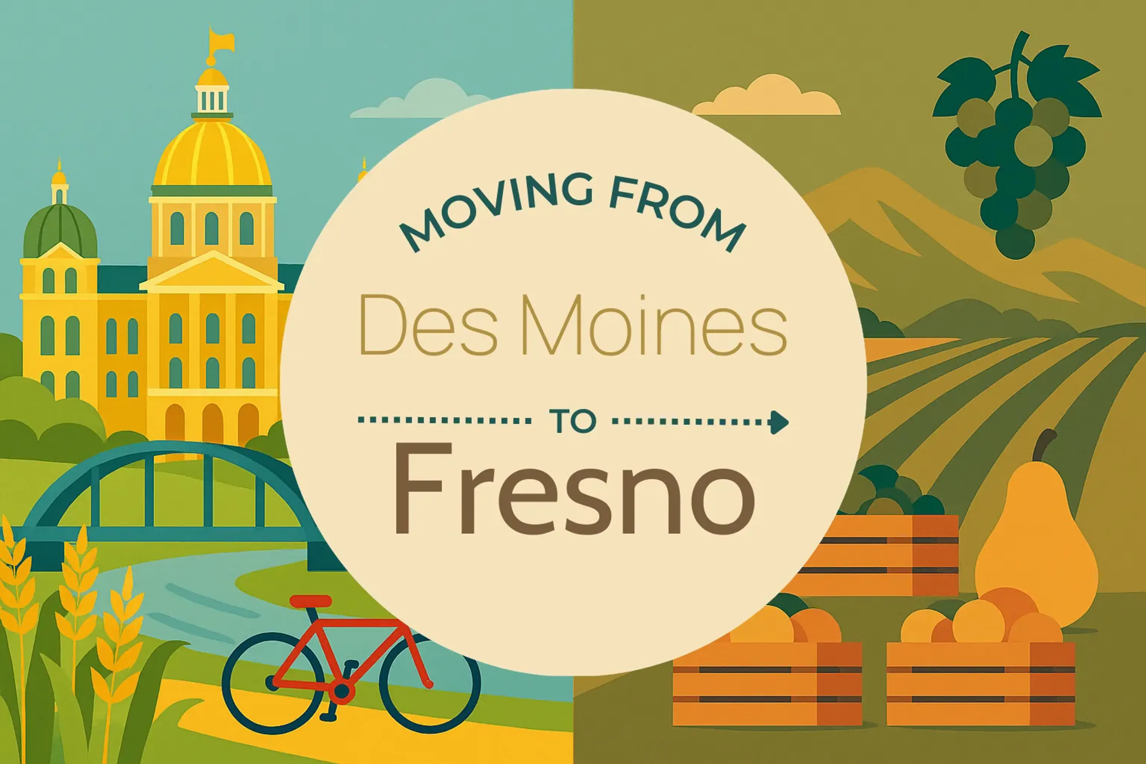 Side-by-side comparison of Des Moines to Fresno moving companies