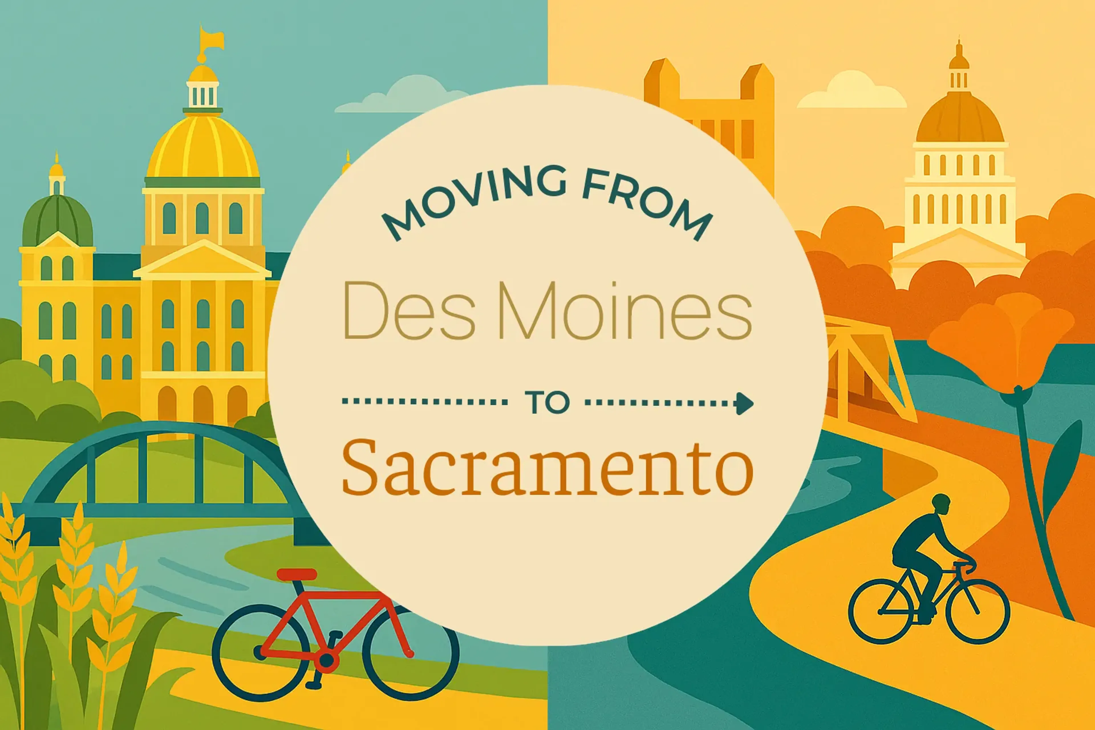 Side-by-side comparison of Des Moines to Sacramento moving companies