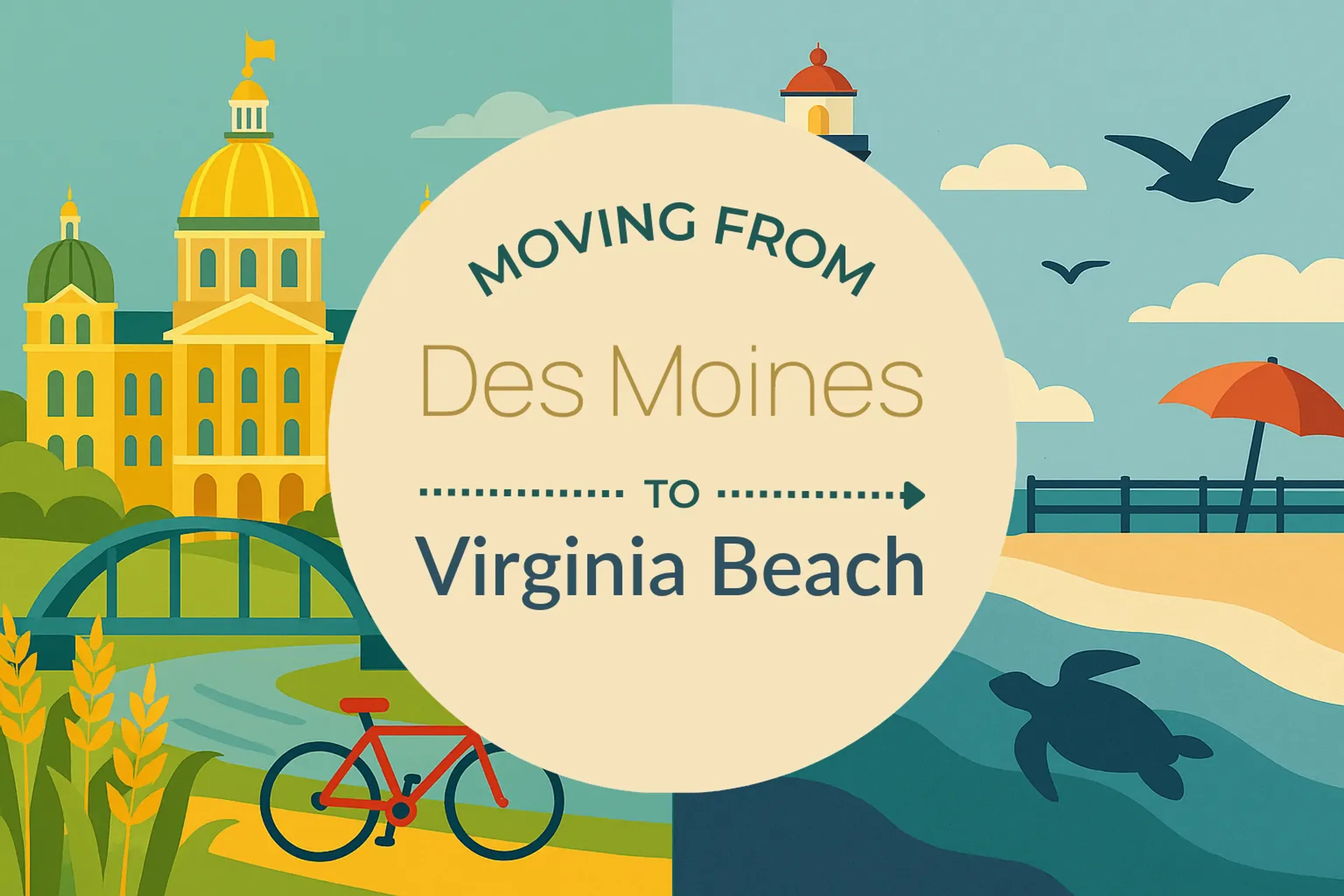 Side-by-side comparison of Des Moines to Virginia Beach moving companies