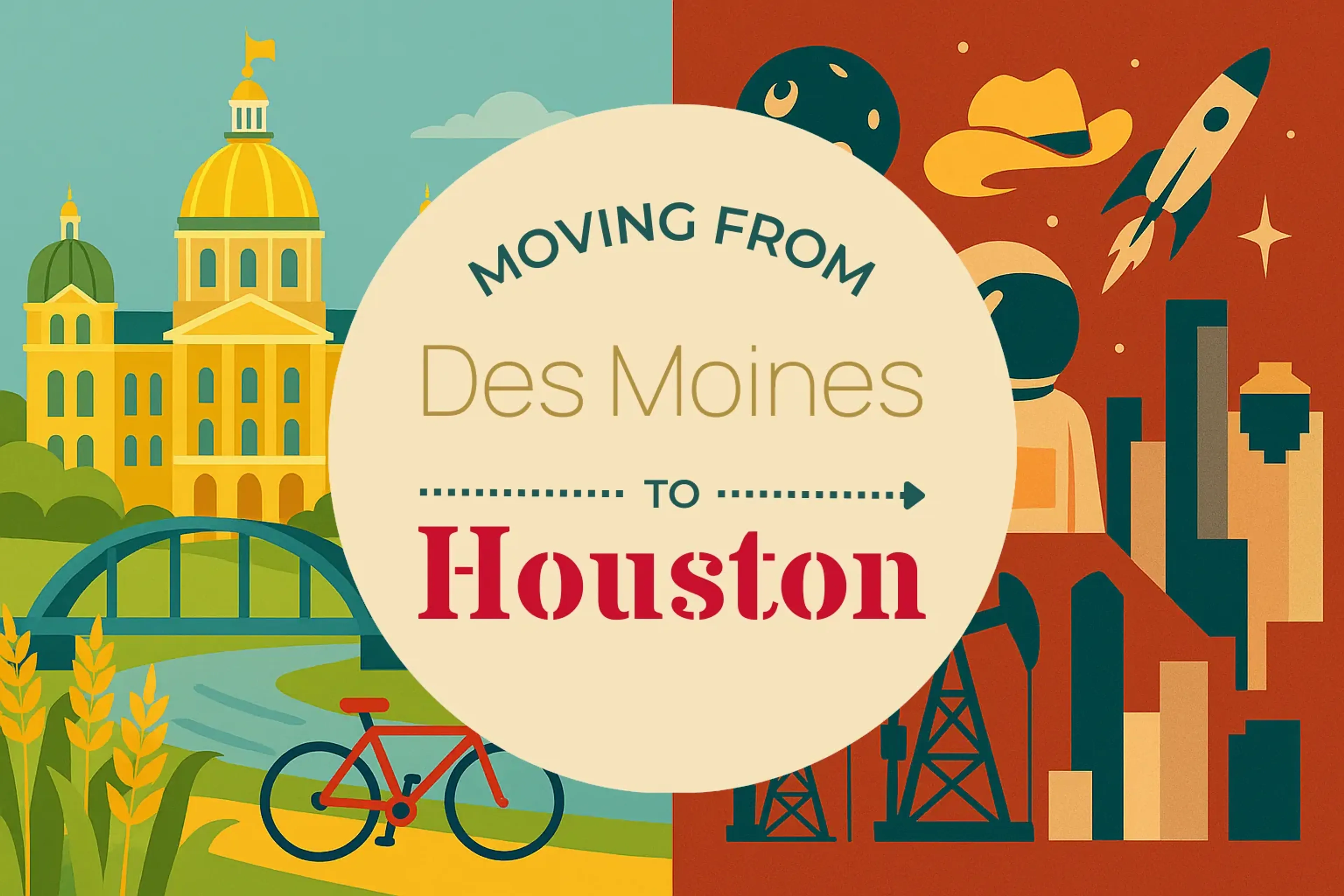 Side-by-side comparison of Des Moines to Houston moving companies