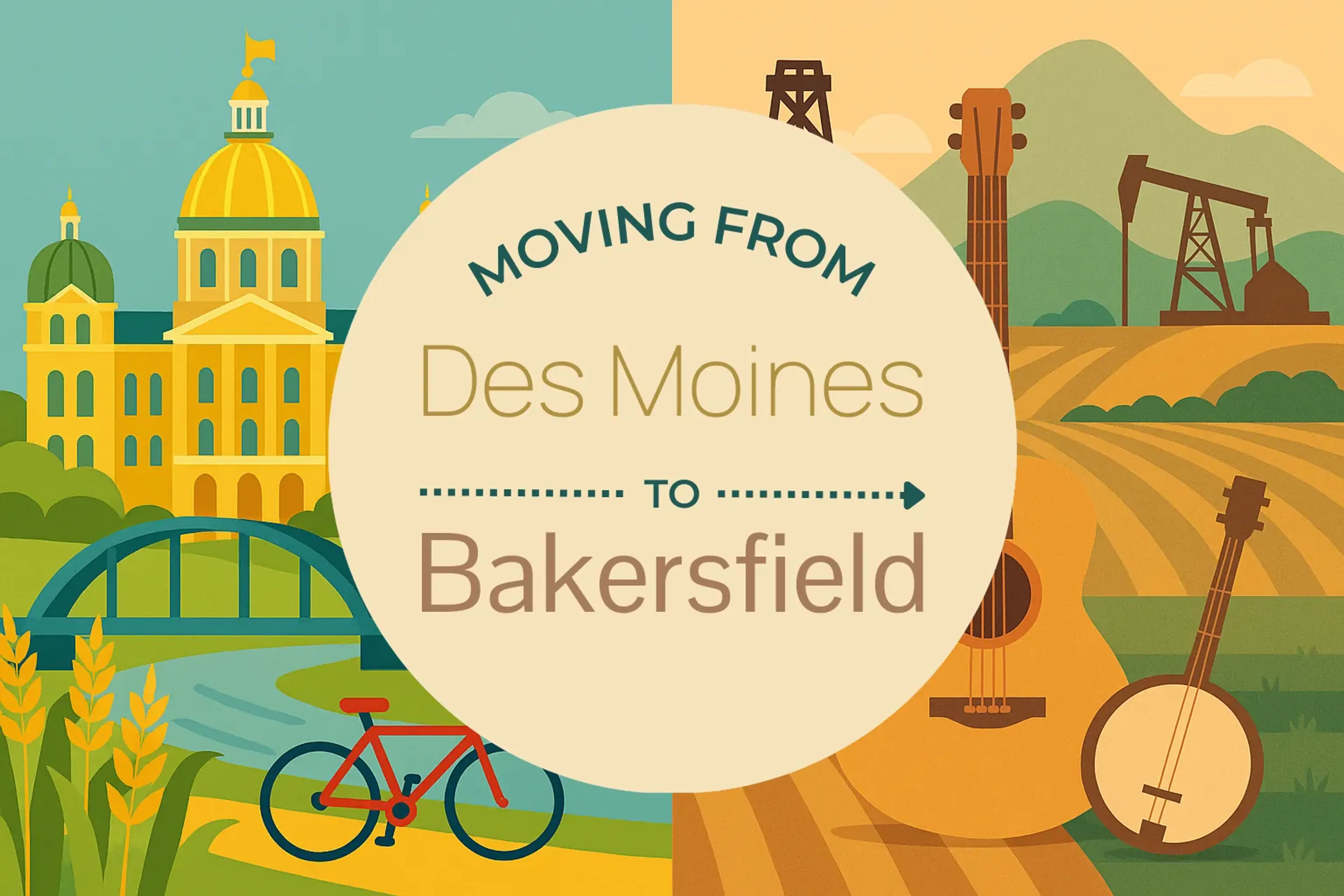 Side-by-side comparison of Des Moines to Bakersfield moving companies