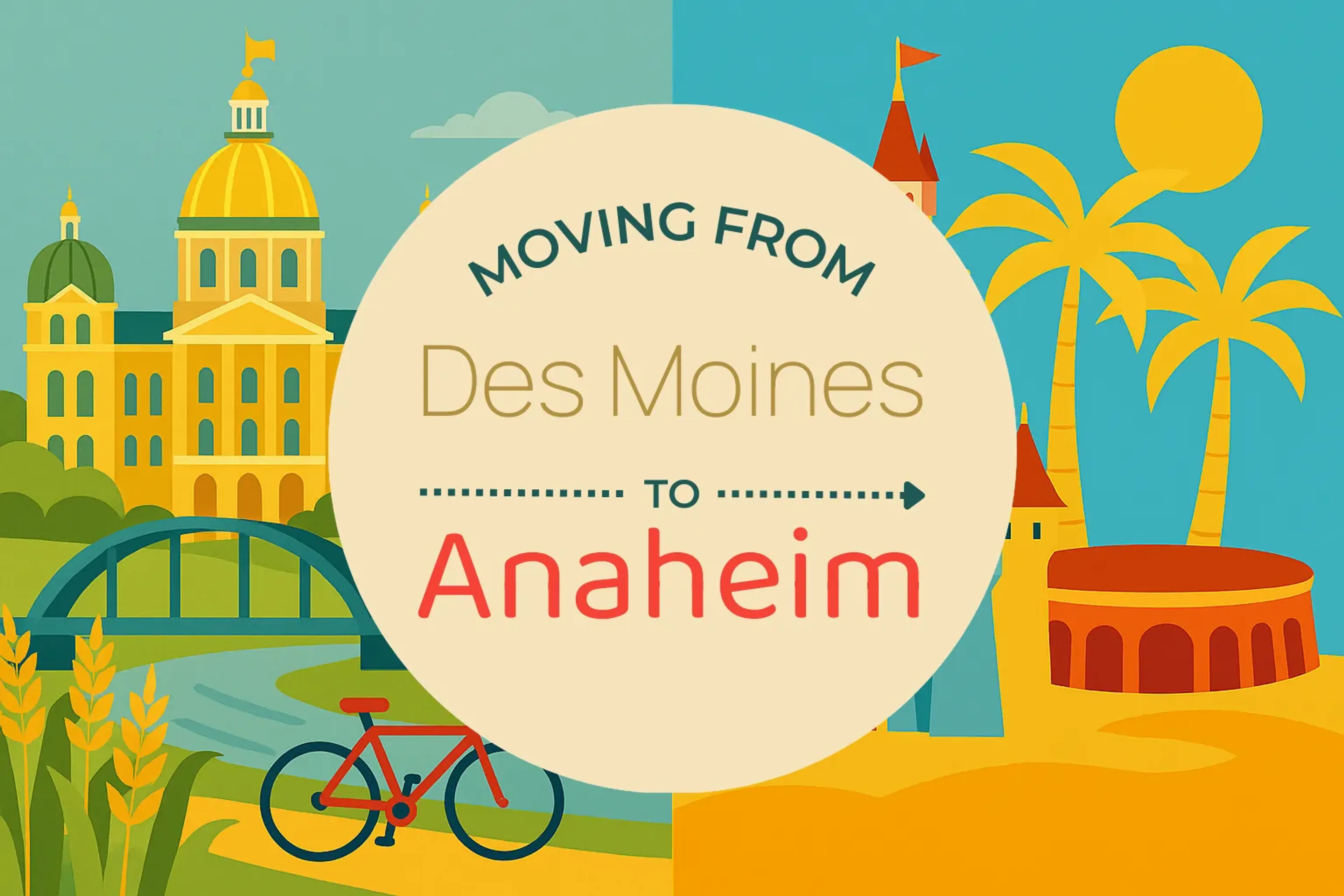 Side-by-side comparison of Des Moines to Anaheim moving companies