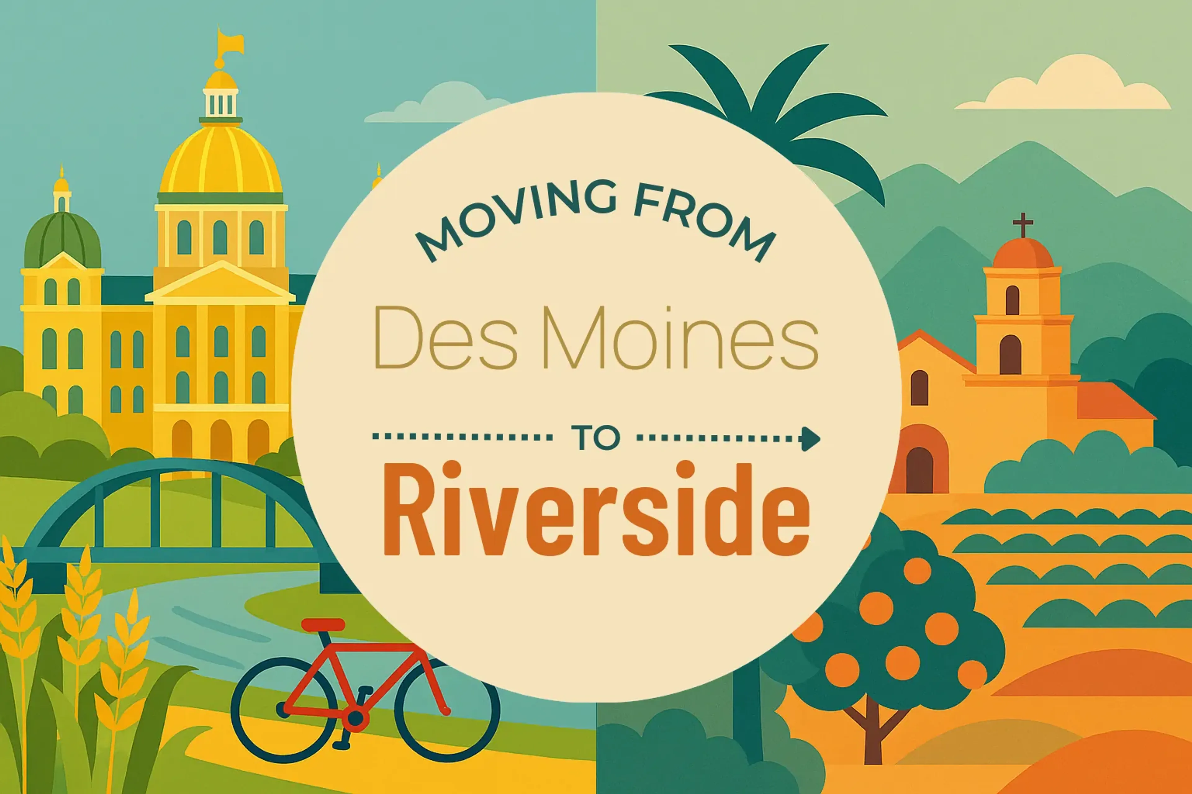 Side-by-side comparison of Des Moines to Riverside moving companies