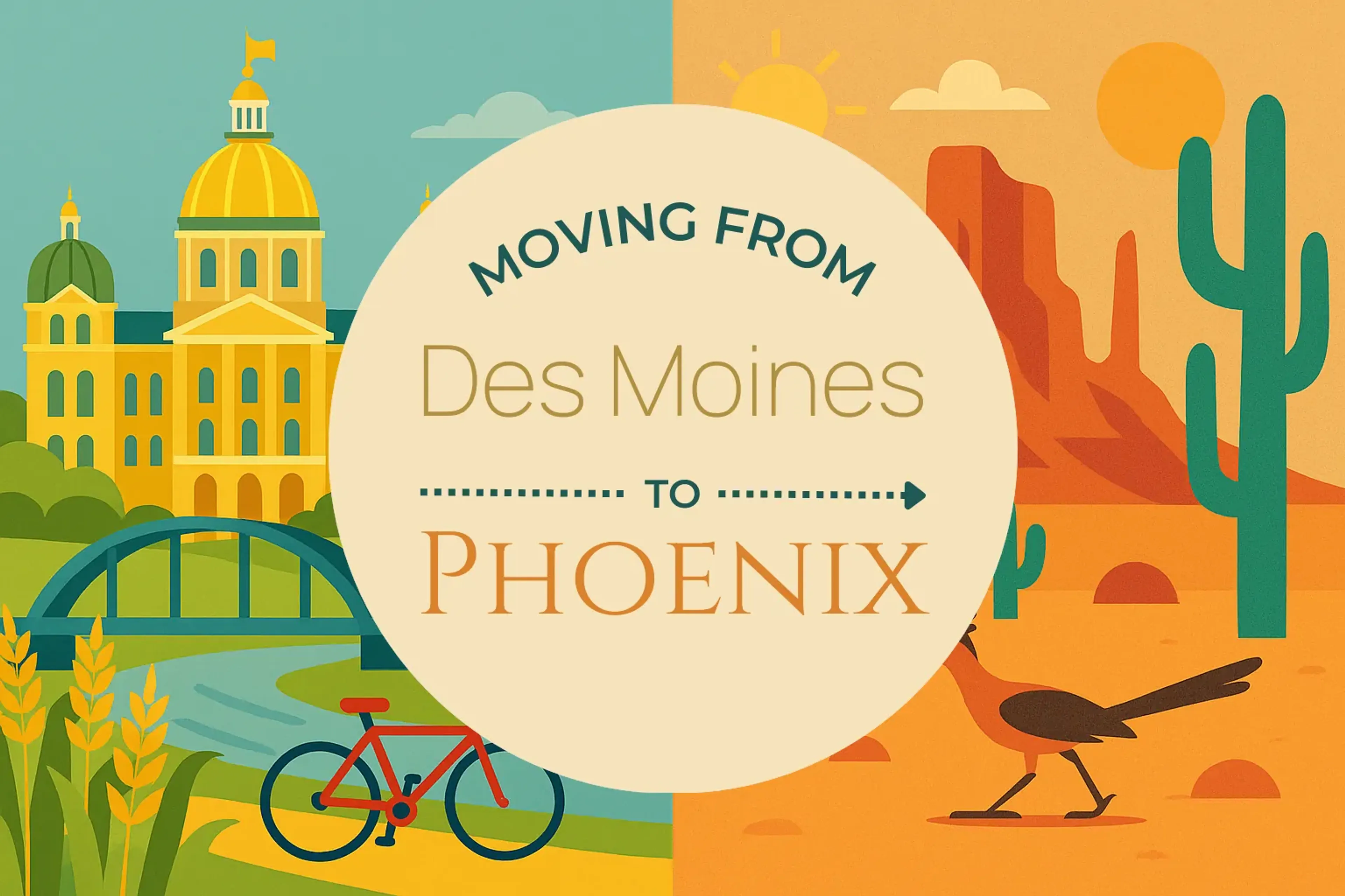 Side-by-side comparison of Des Moines to Phoenix moving companies