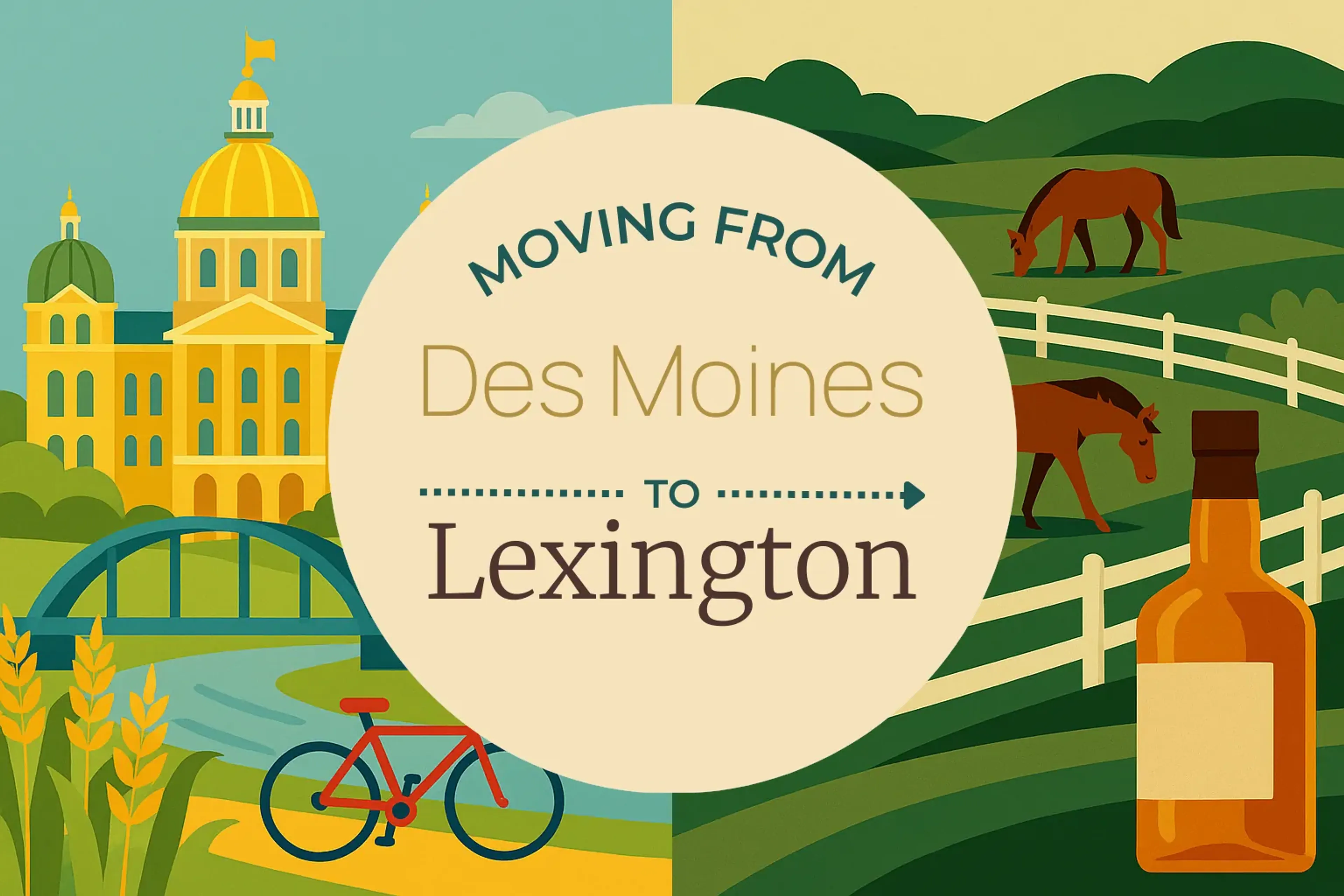 Side-by-side comparison of Des Moines to Lexington moving companies