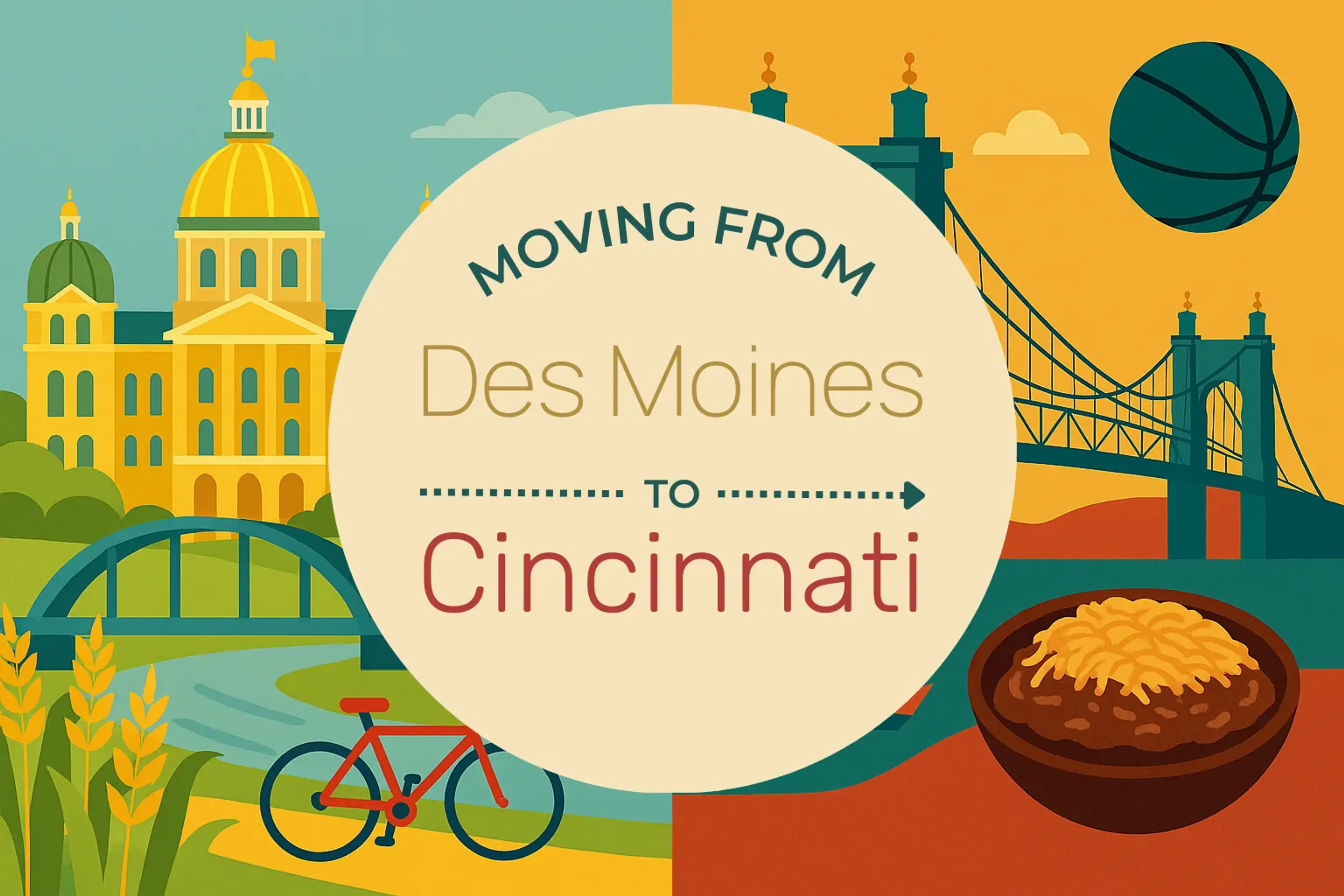 Side-by-side comparison of Des Moines to Cincinnati moving companies