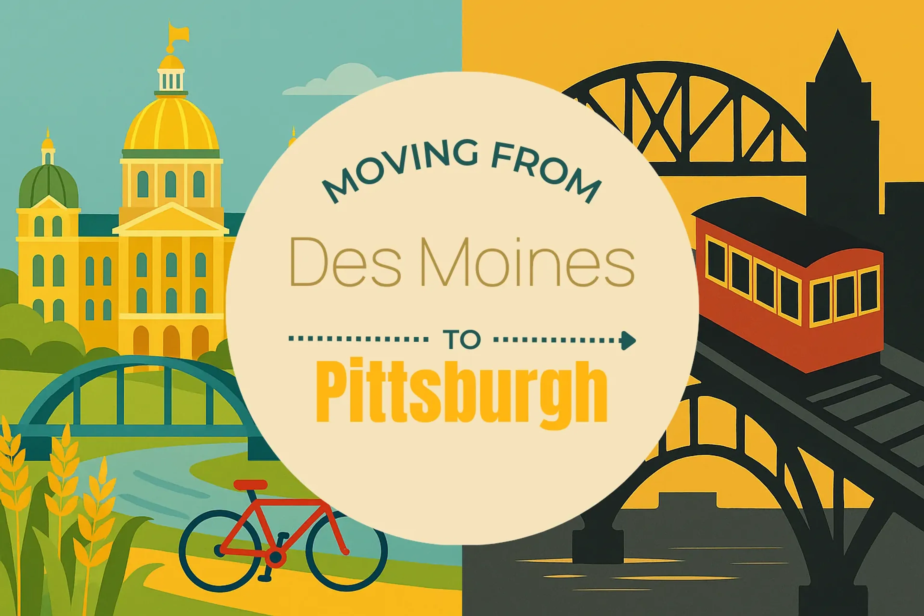 Side-by-side comparison of Des Moines to Pittsburgh moving companies
