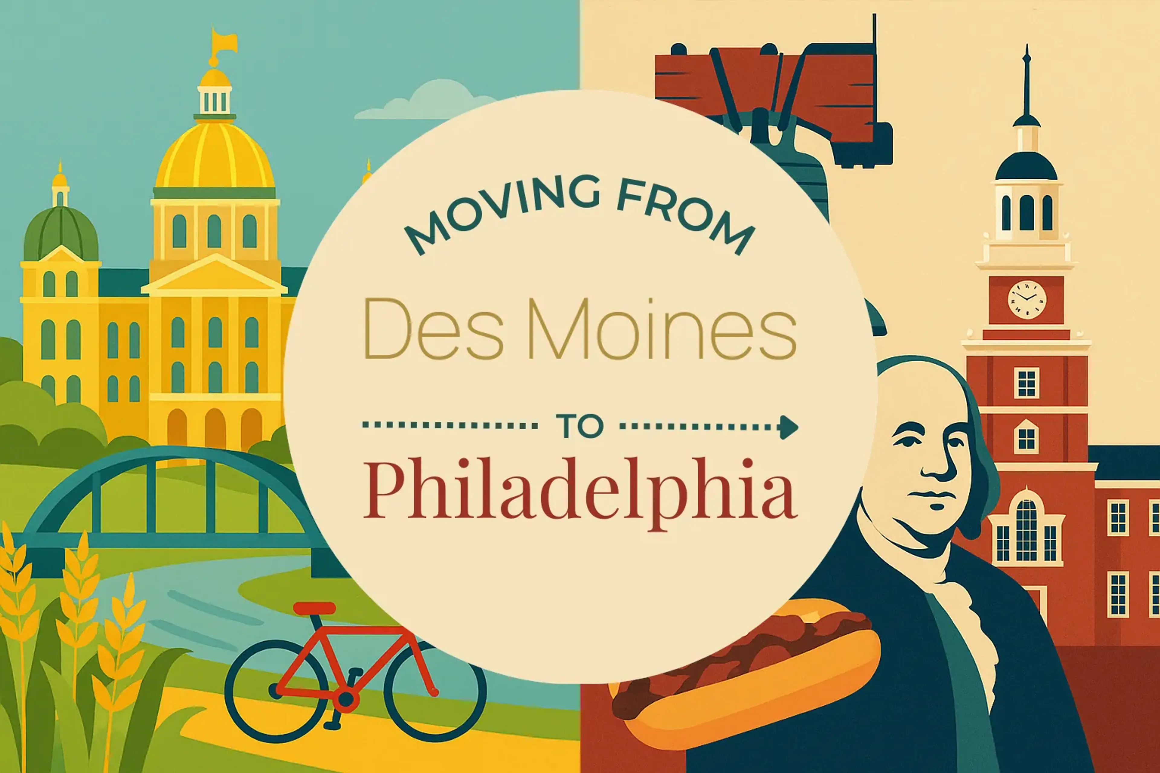 Side-by-side comparison of Des Moines to Philadelphia moving companies
