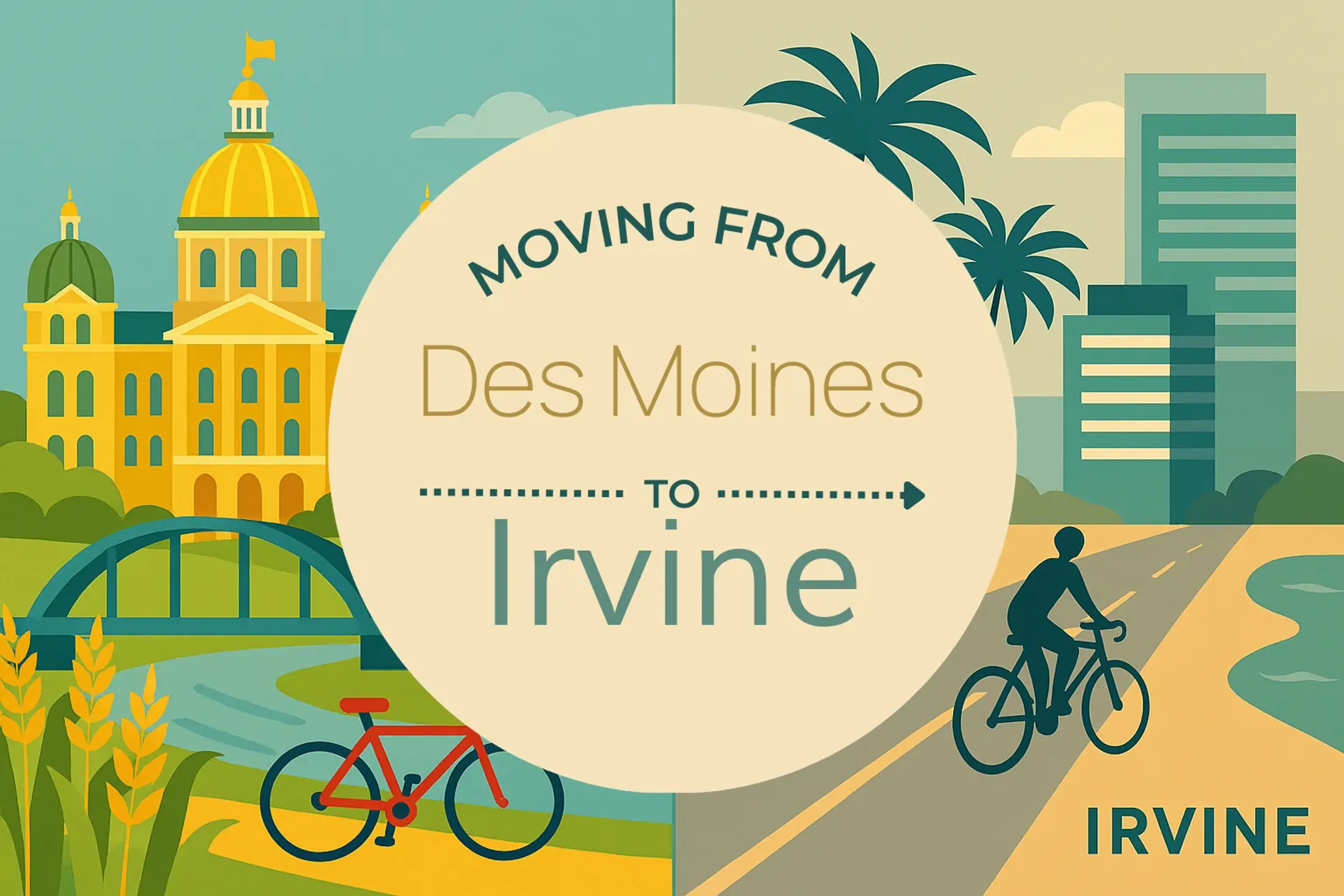 Side-by-side comparison of Des Moines to Irvine moving companies