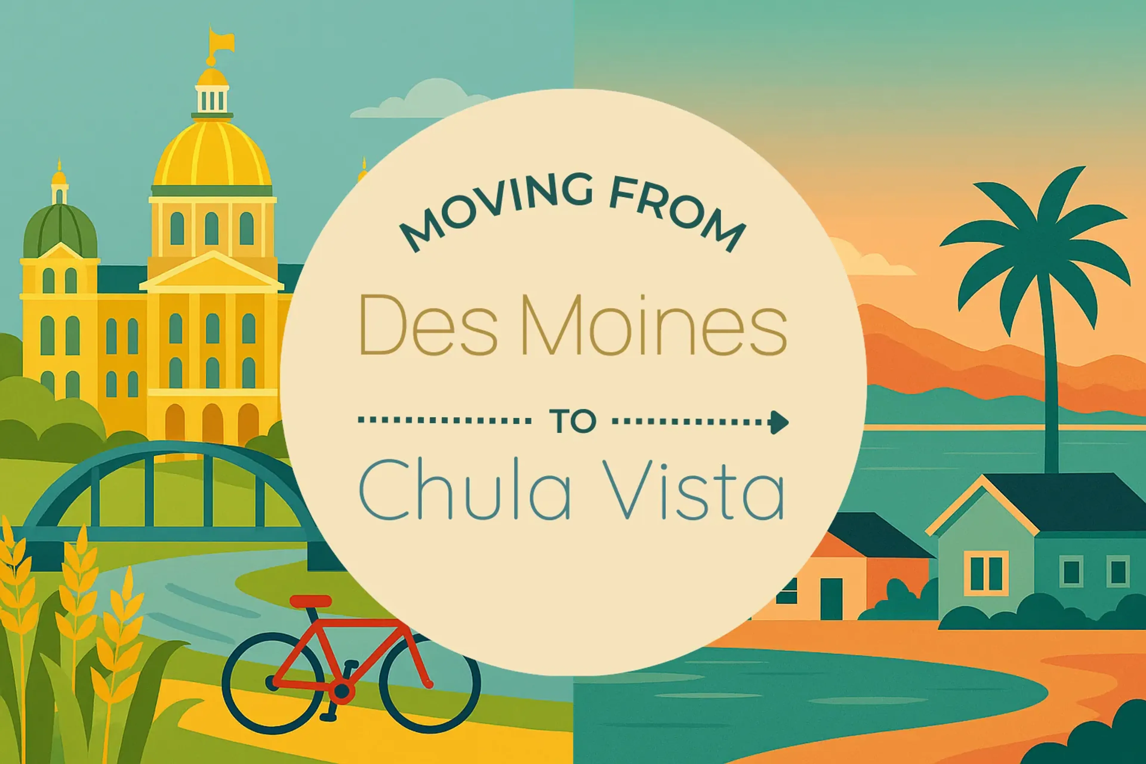 Side-by-side comparison of Des Moines to Chula Vista moving companies
