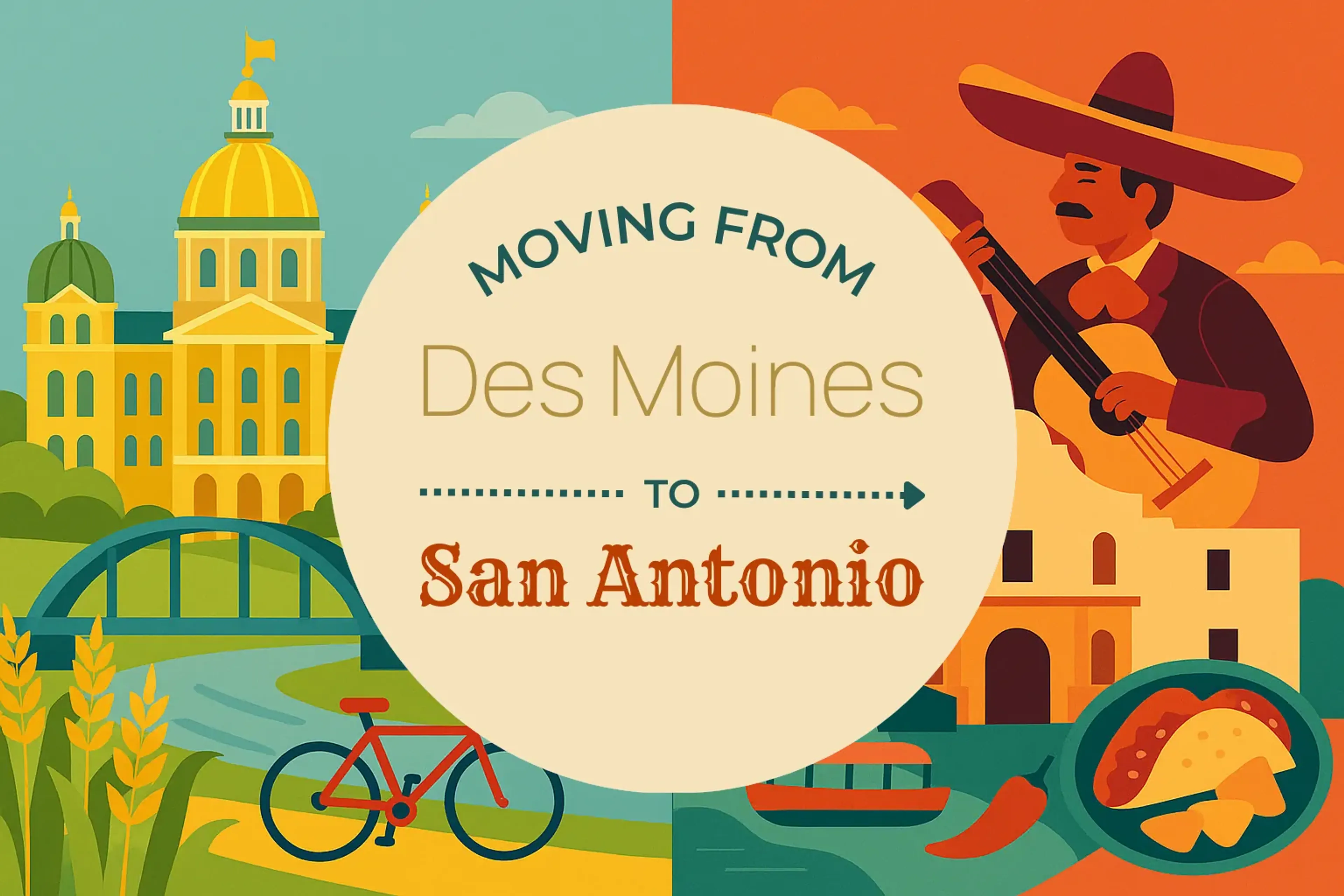 Side-by-side comparison of Des Moines to San Antonio moving companies