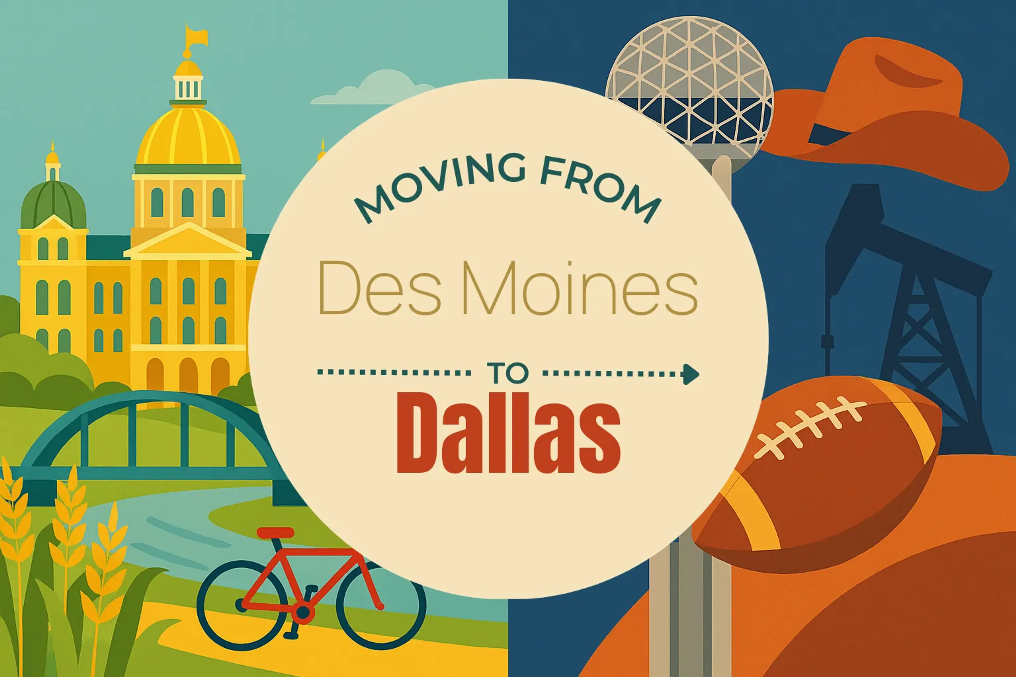 Side-by-side comparison of Des Moines to Dallas moving companies