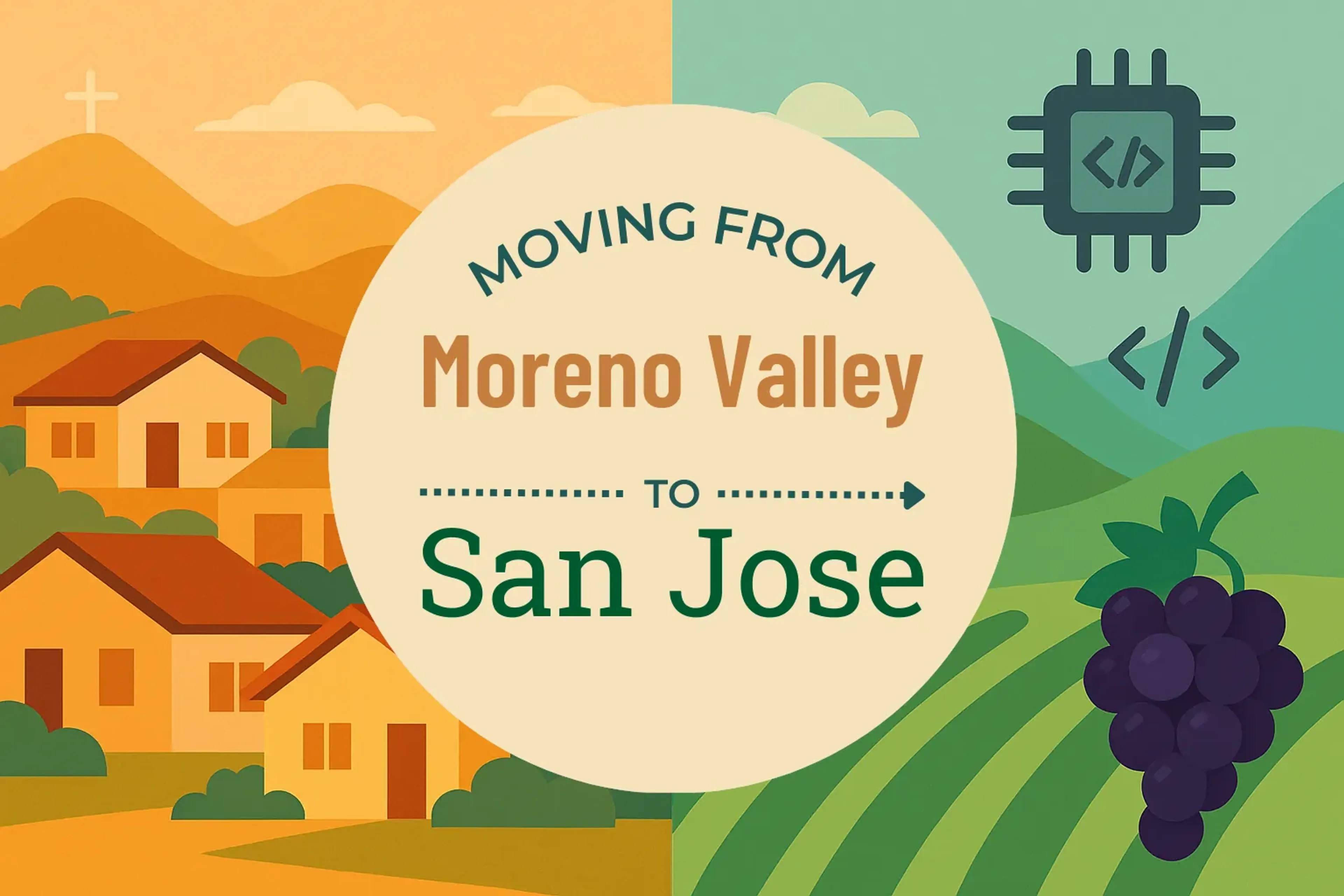 Side-by-side comparison of Moreno Valley to San Jose moving companies