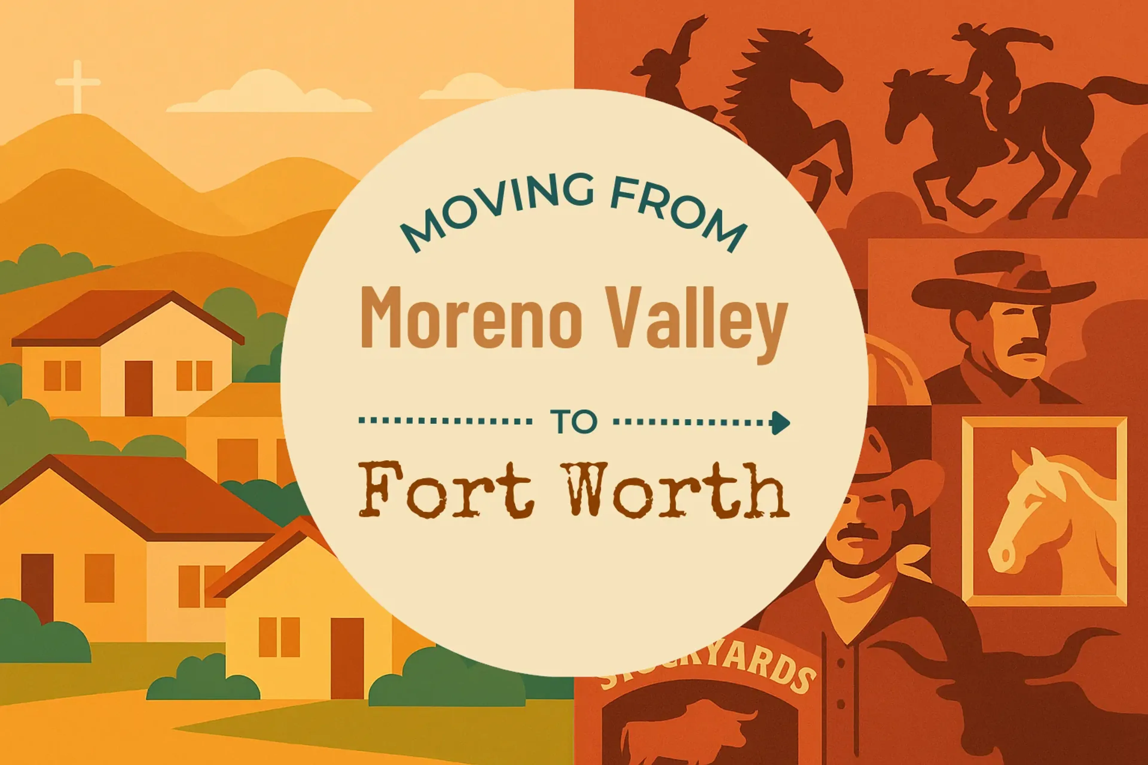 Side-by-side comparison of Moreno Valley to Fort Worth moving companies
