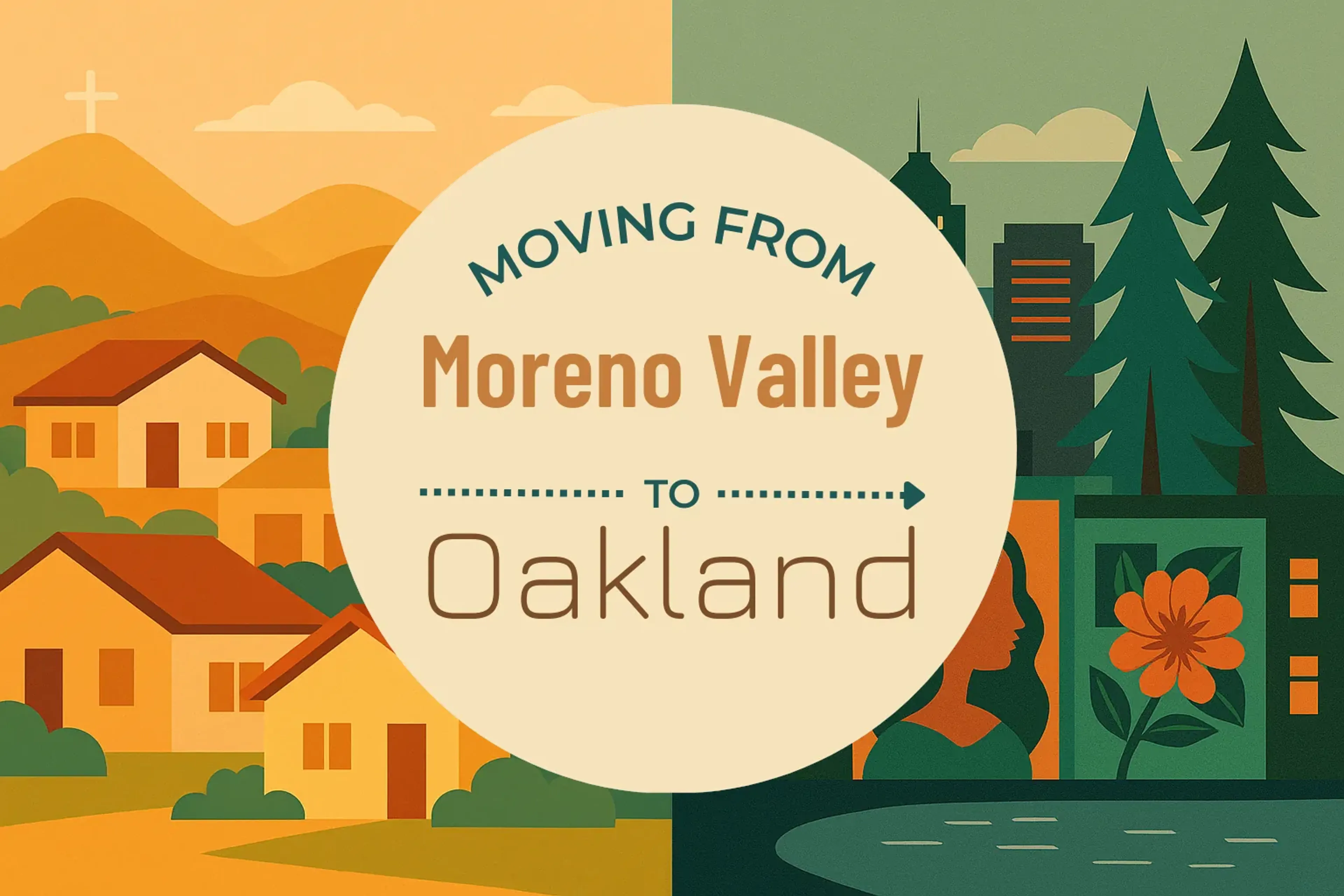 Side-by-side comparison of Moreno Valley to Oakland moving companies