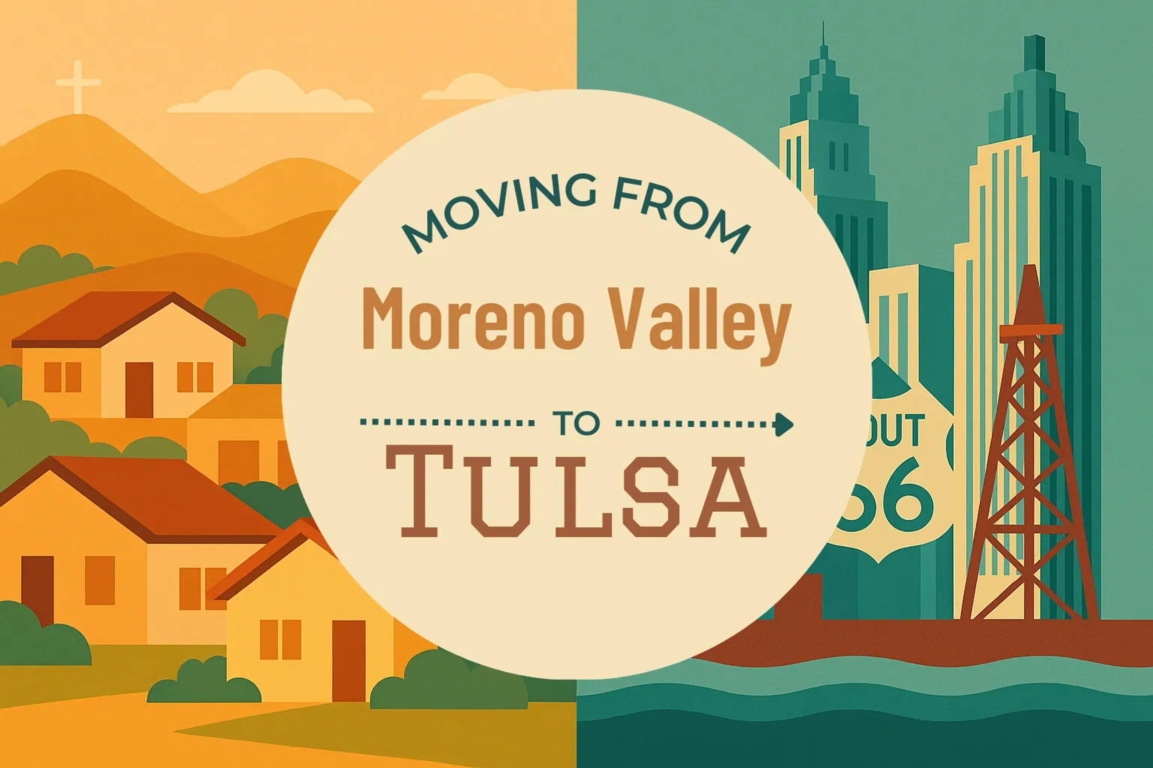 Side-by-side comparison of Moreno Valley to Tulsa moving companies