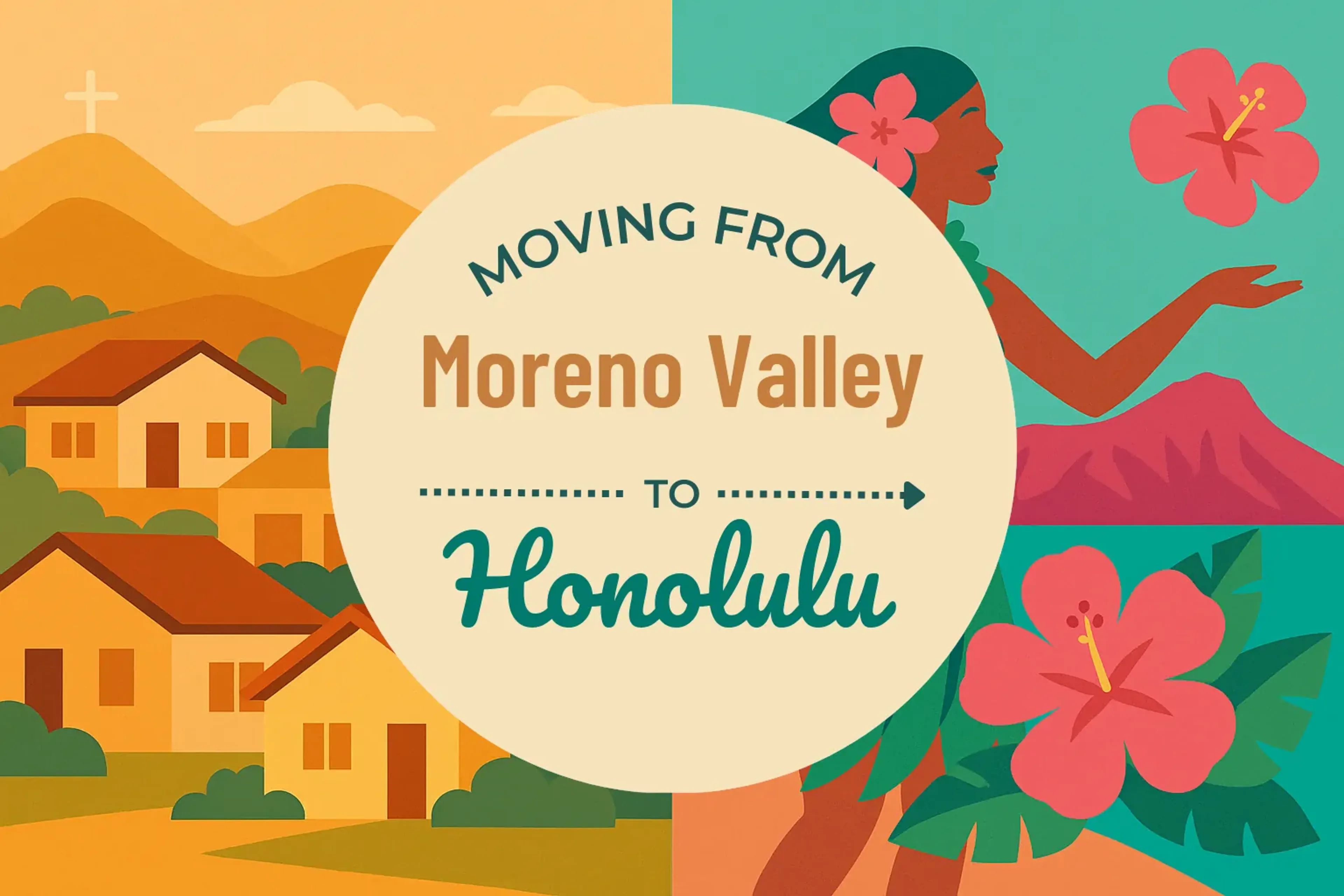 Side-by-side comparison of Moreno Valley to Honolulu moving companies