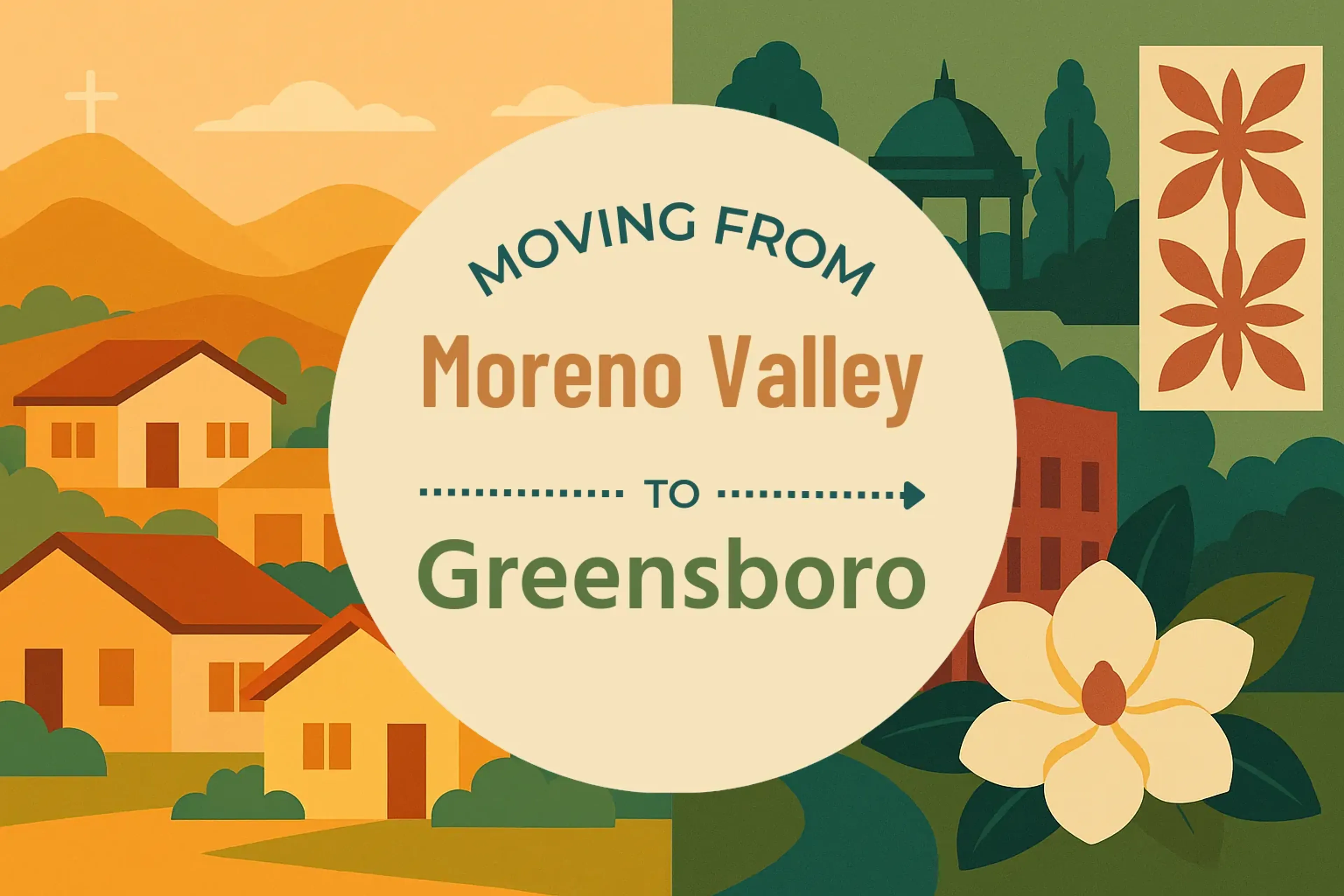 Side-by-side comparison of Moreno Valley to Greensboro moving companies