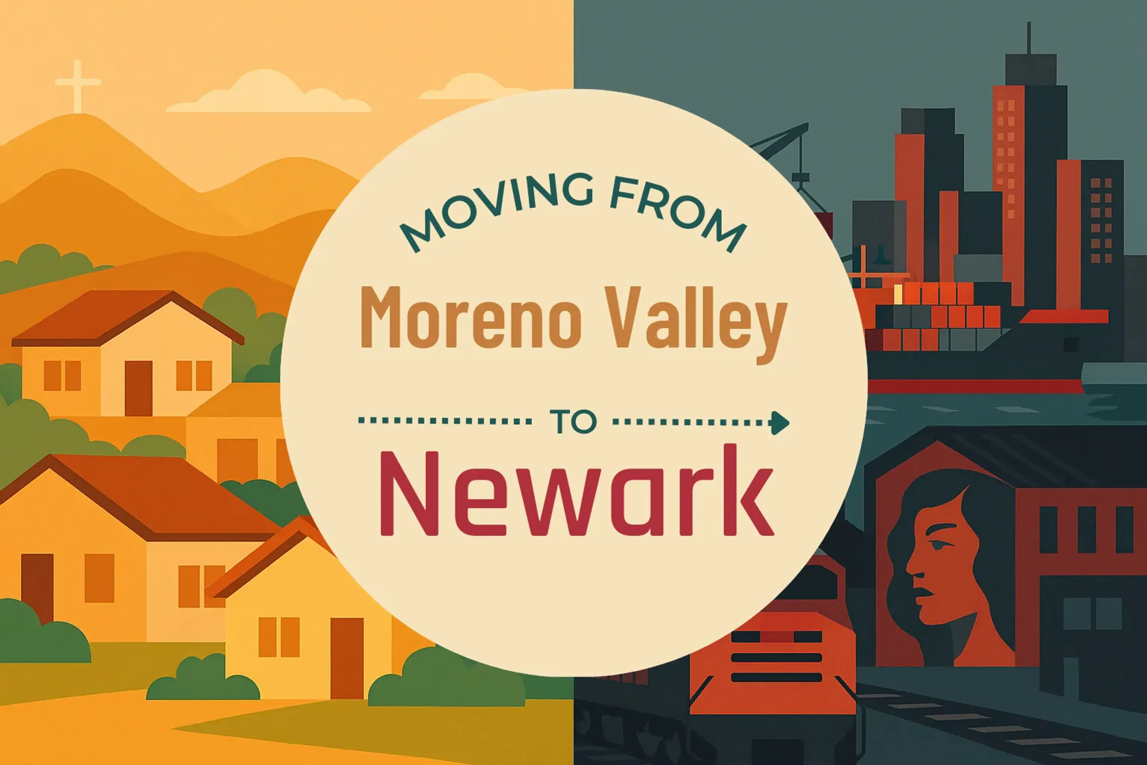 Side-by-side comparison of Moreno Valley to Newark moving companies