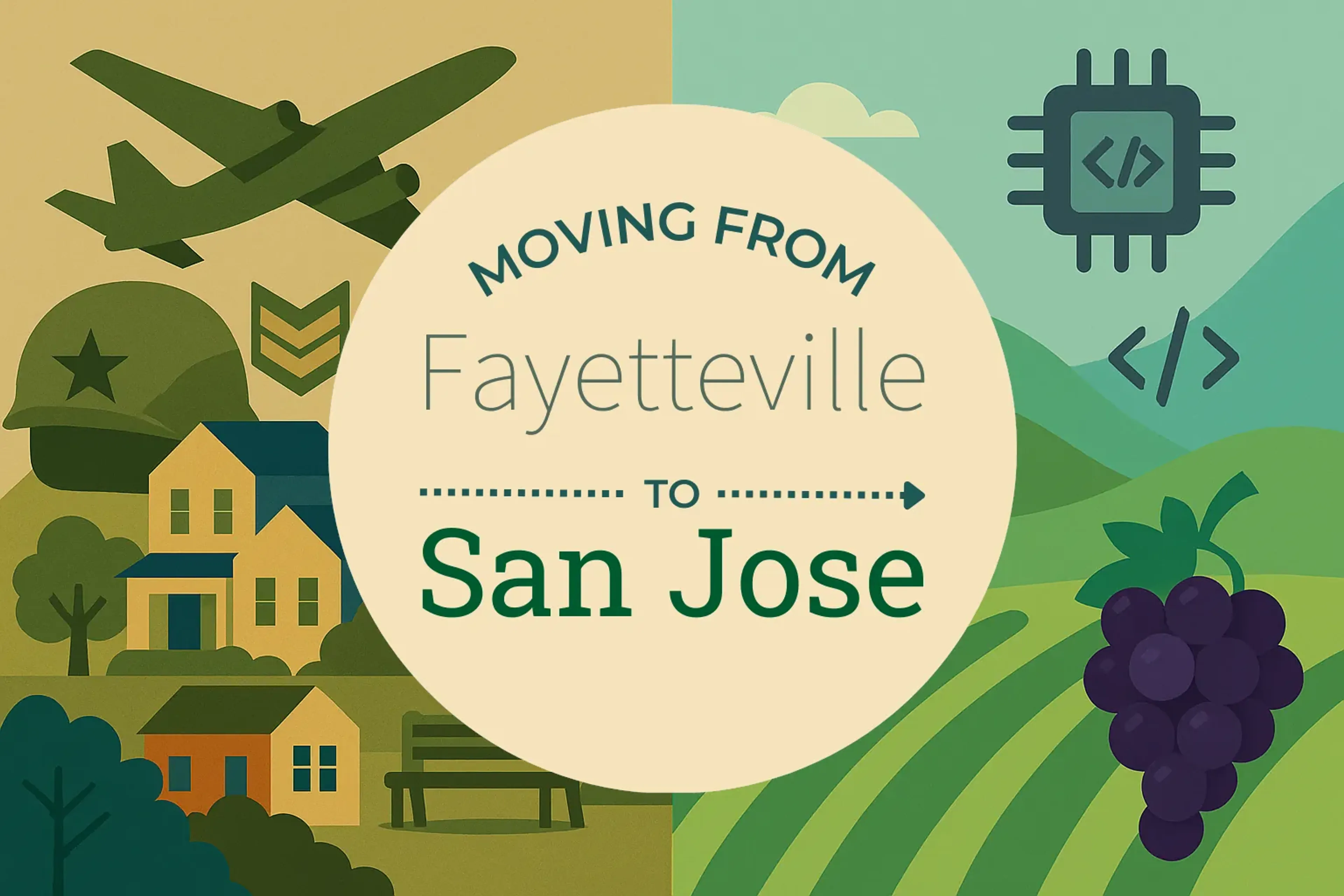 Side-by-side comparison of Fayetteville to San Jose moving companies