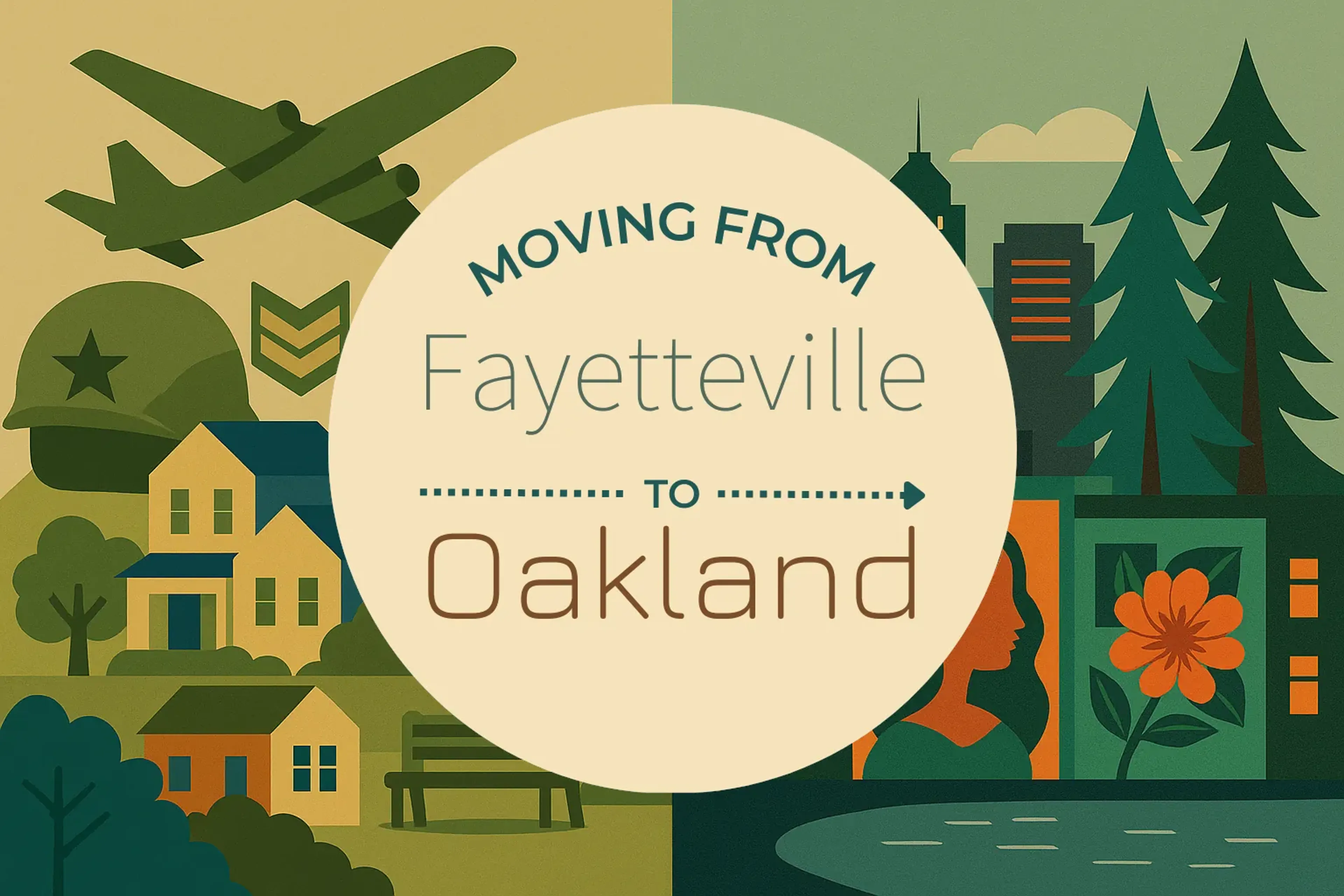Side-by-side comparison of Fayetteville to Oakland moving companies