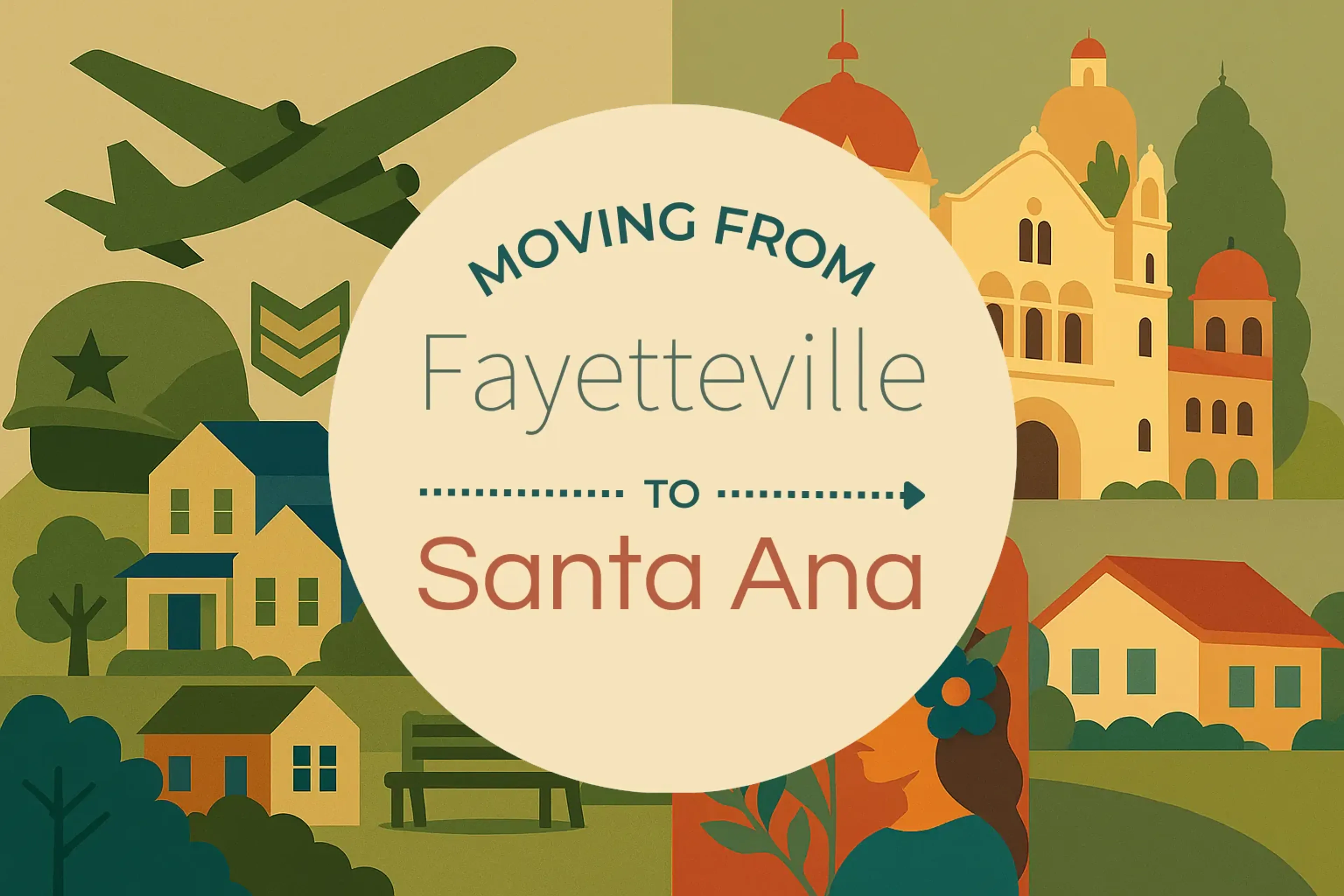 Side-by-side comparison of Fayetteville to Santa Ana moving companies