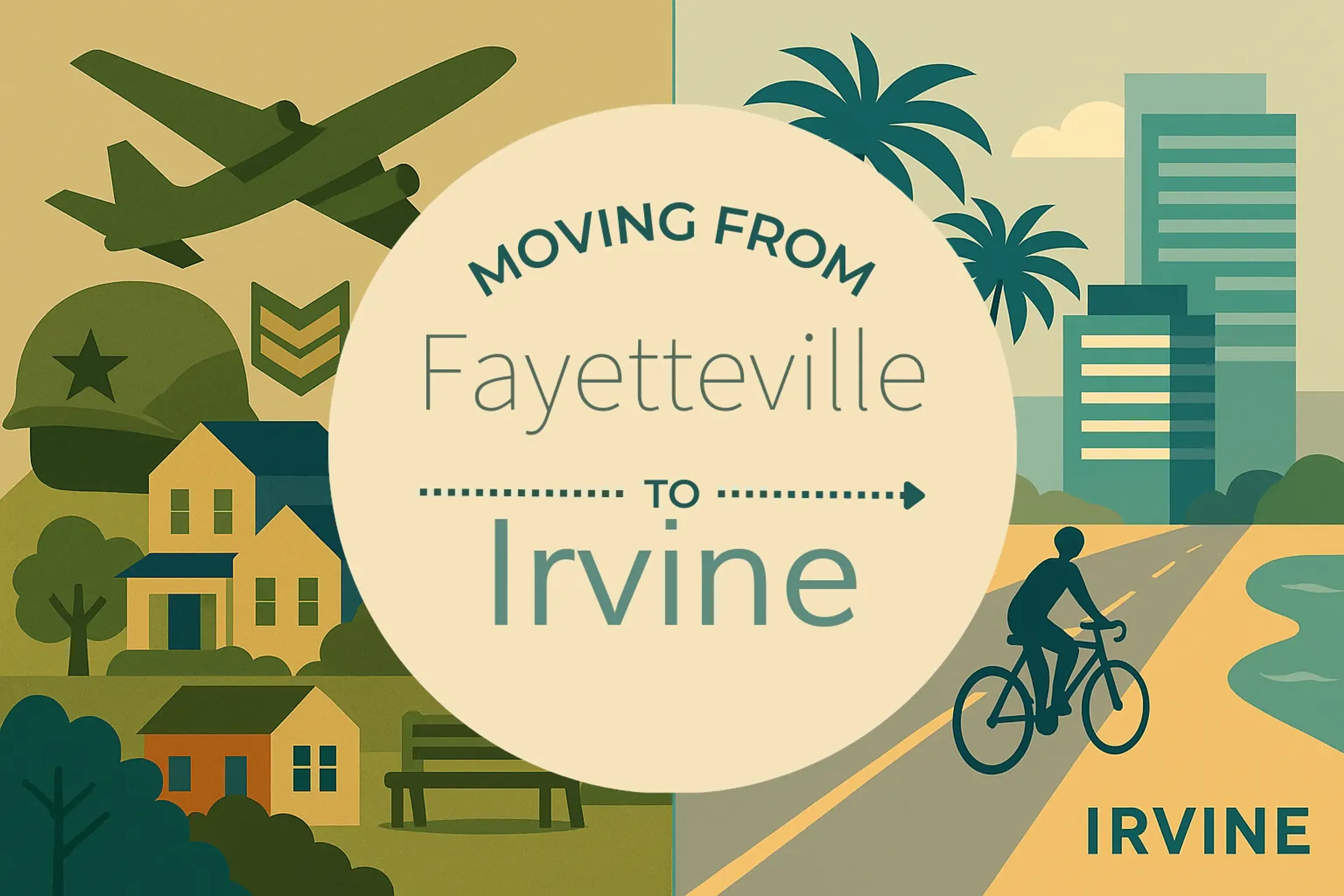 Side-by-side comparison of Fayetteville to Irvine moving companies