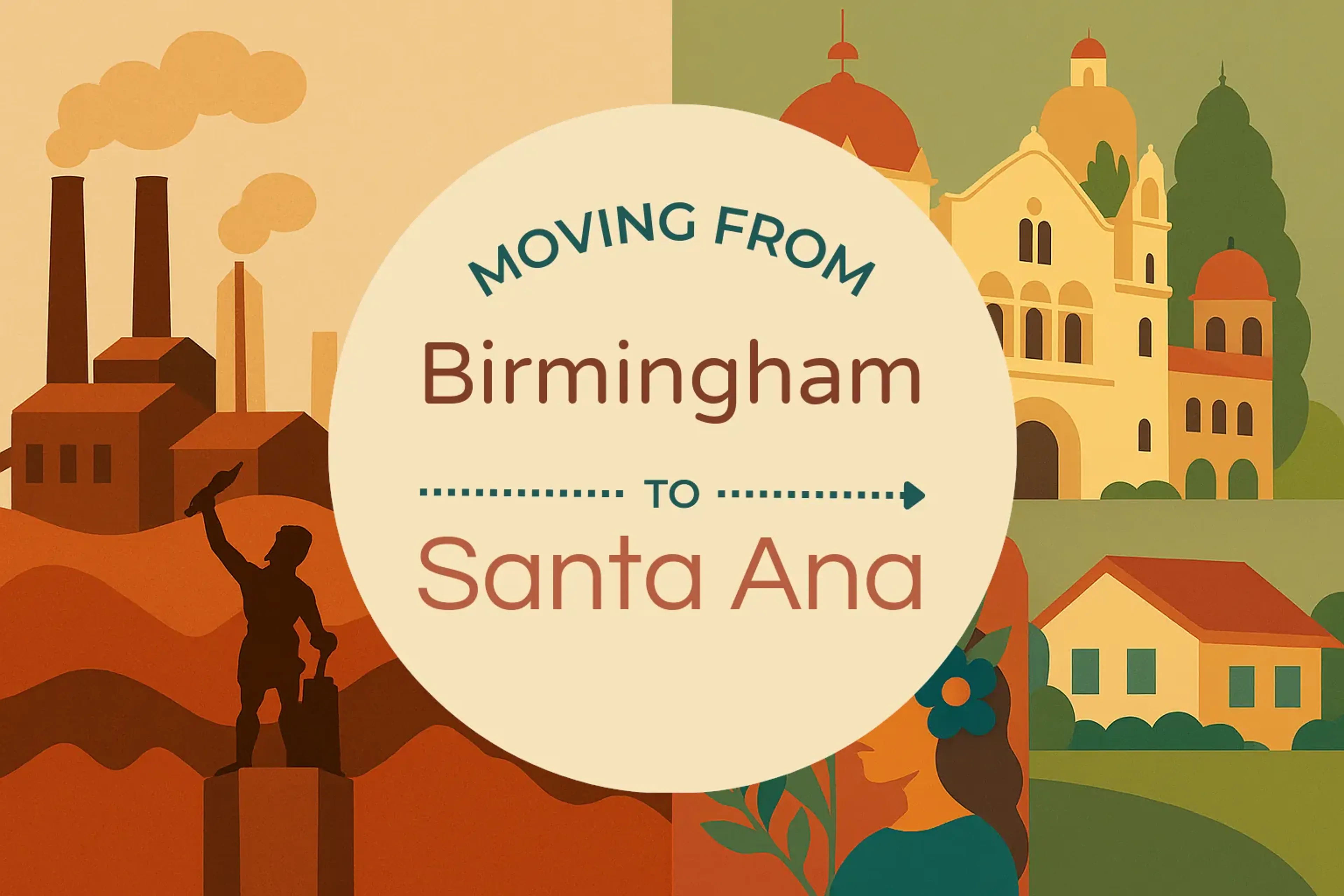 Side-by-side comparison of Birmingham to Santa Ana moving companies
