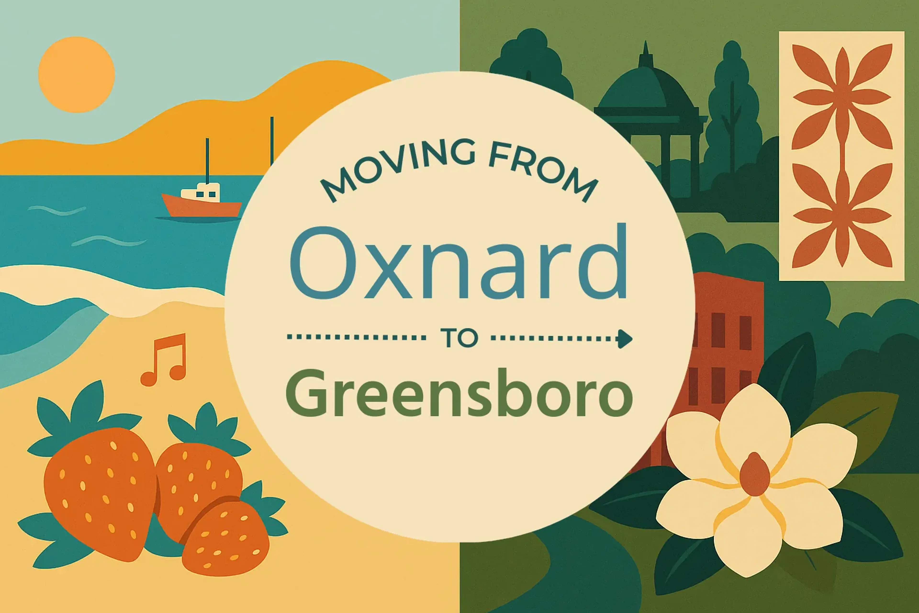Side-by-side comparison of Oxnard to Greensboro moving companies