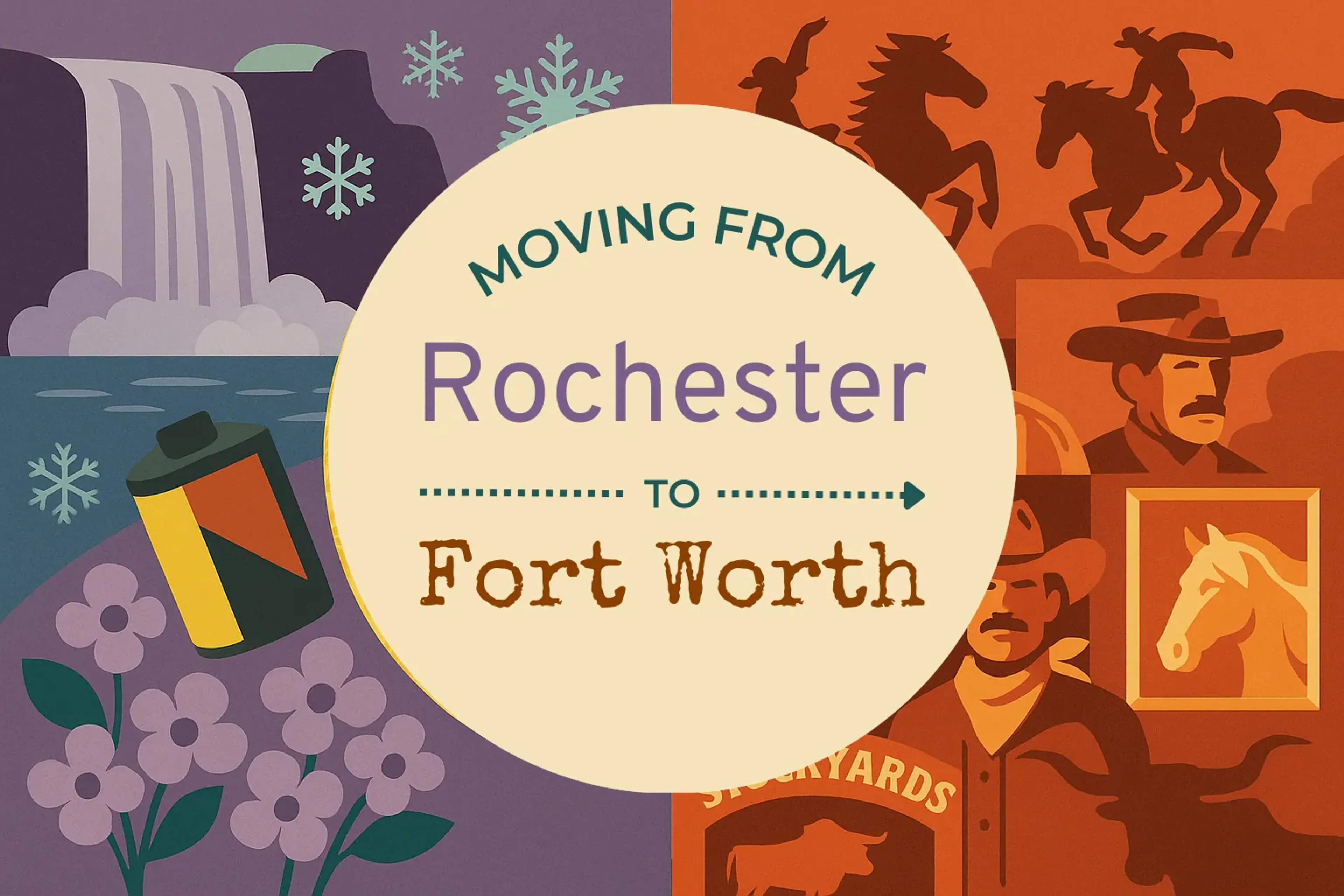 Side-by-side comparison of Rochester to Fort Worth moving companies