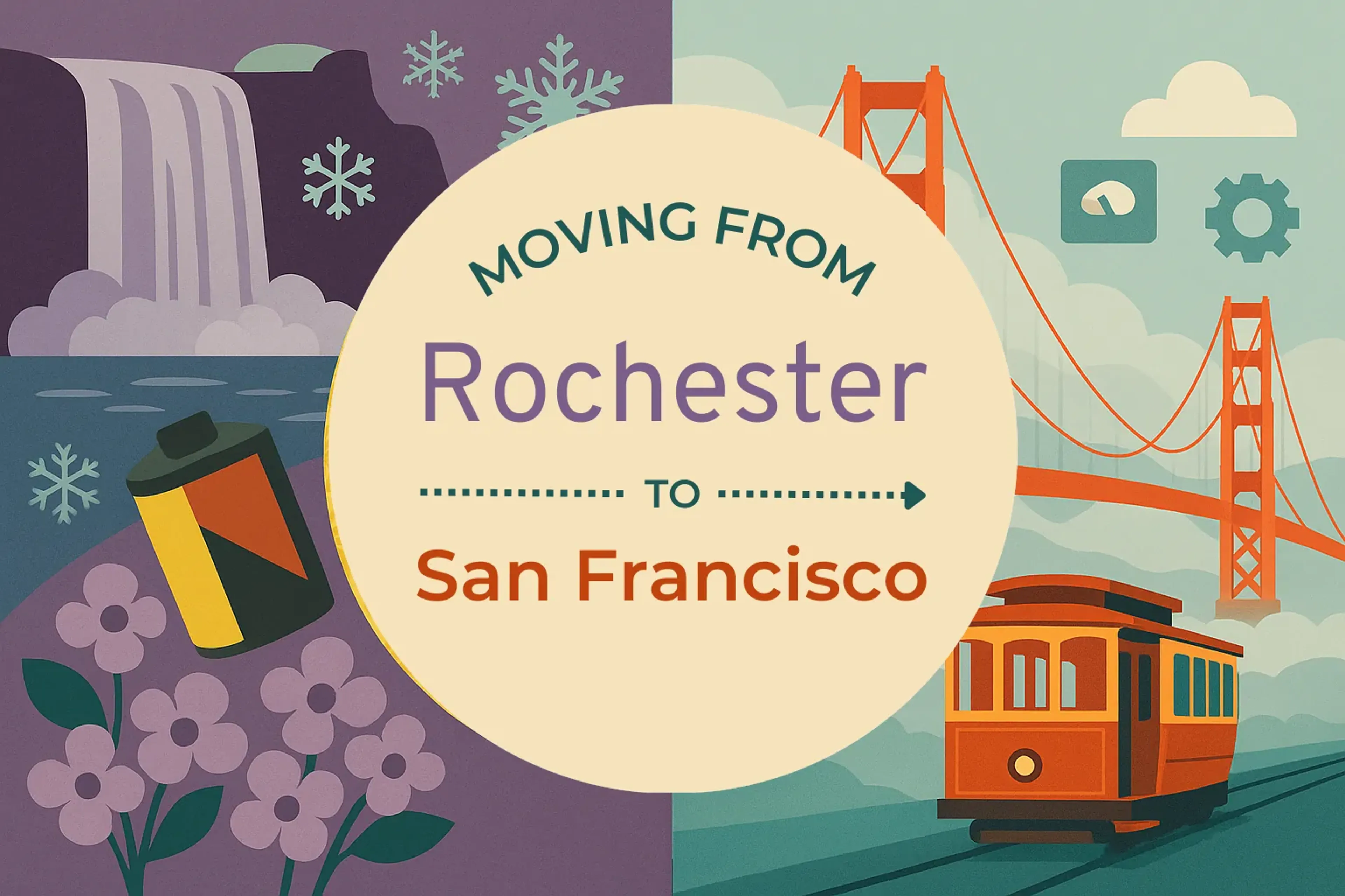 Side-by-side comparison of Rochester to San Francisco moving companies