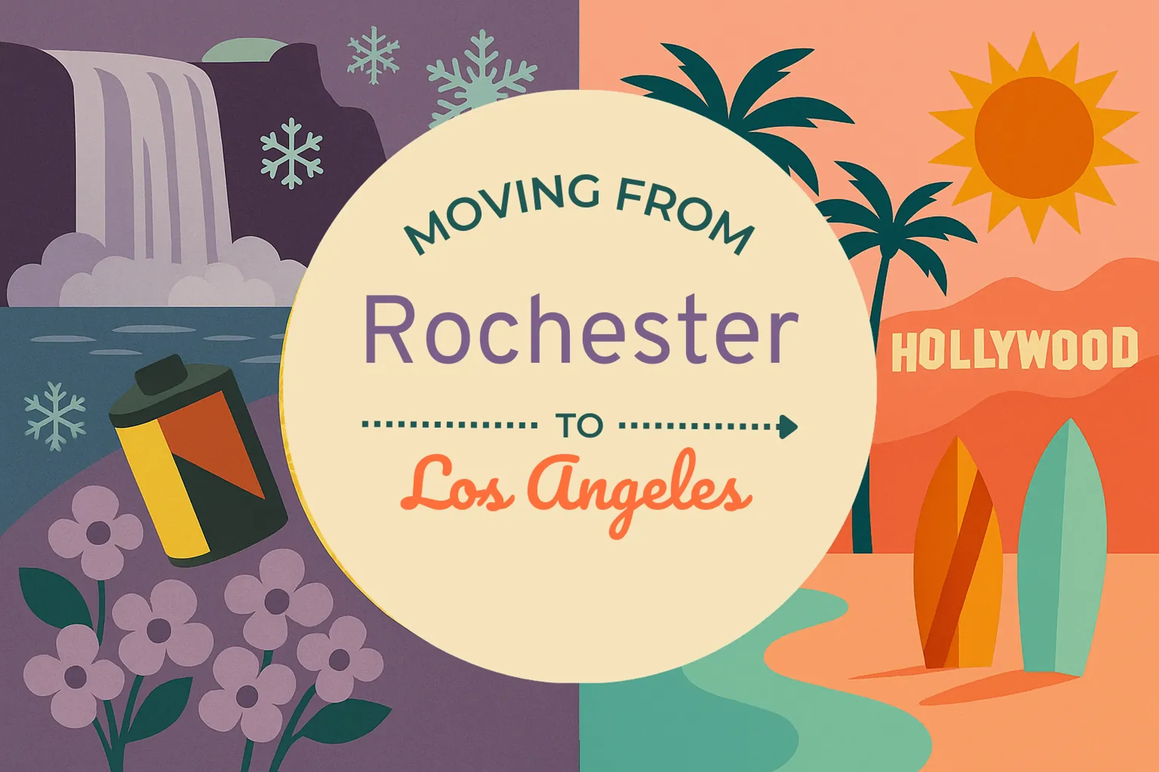 Side-by-side comparison of Rochester to Los Angeles moving companies