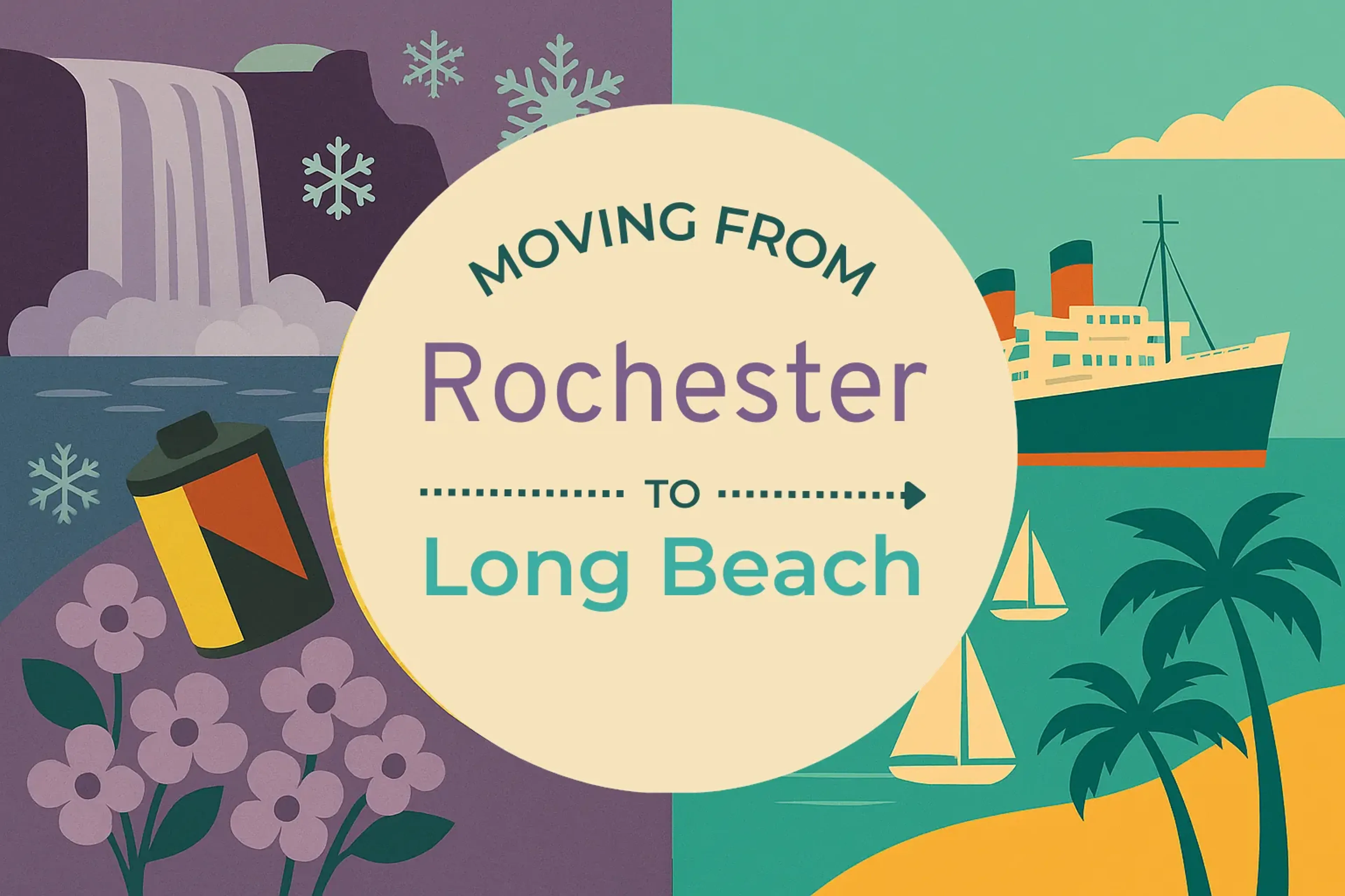 Side-by-side comparison of Rochester to Long Beach moving companies