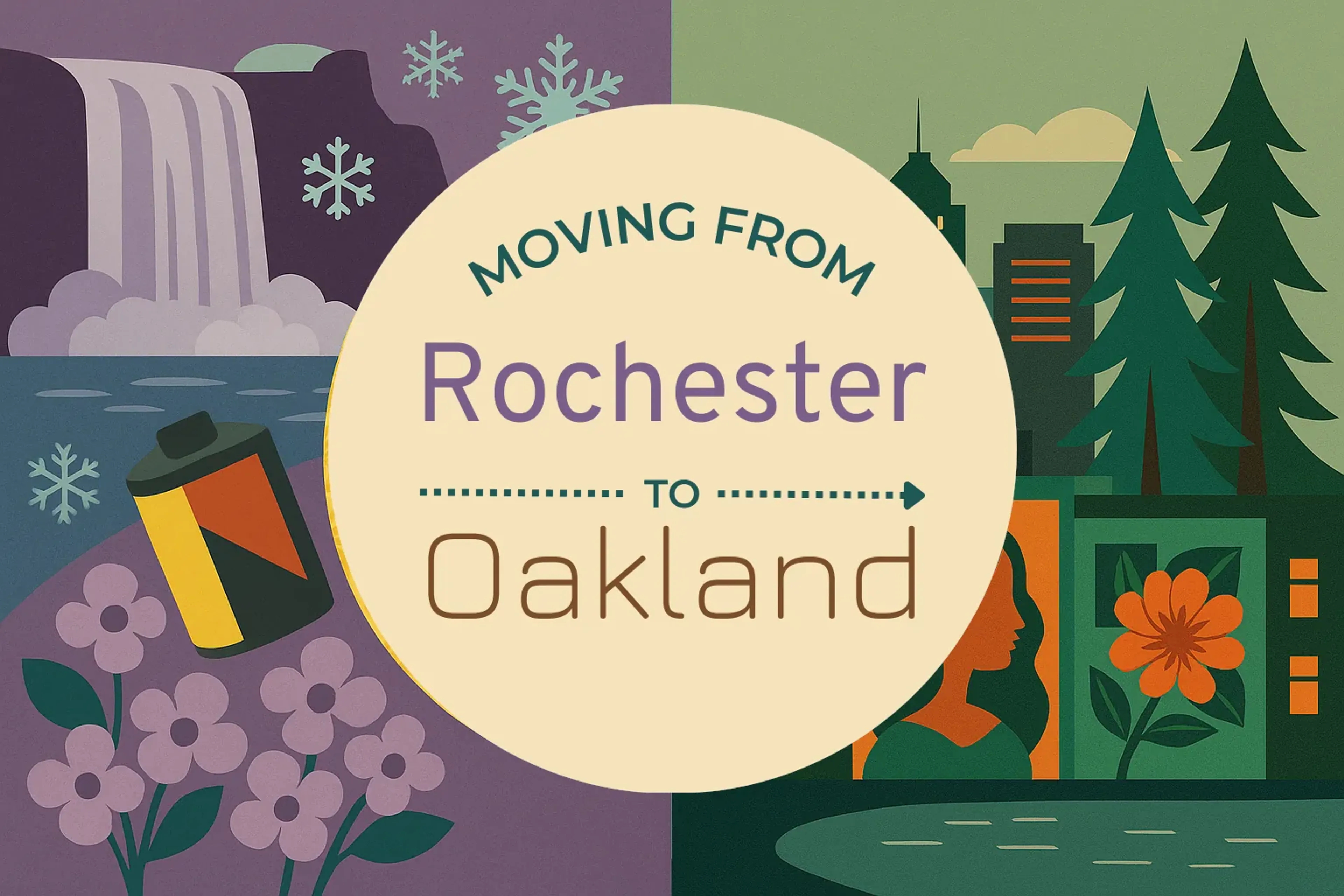 Side-by-side comparison of Rochester to Oakland moving companies