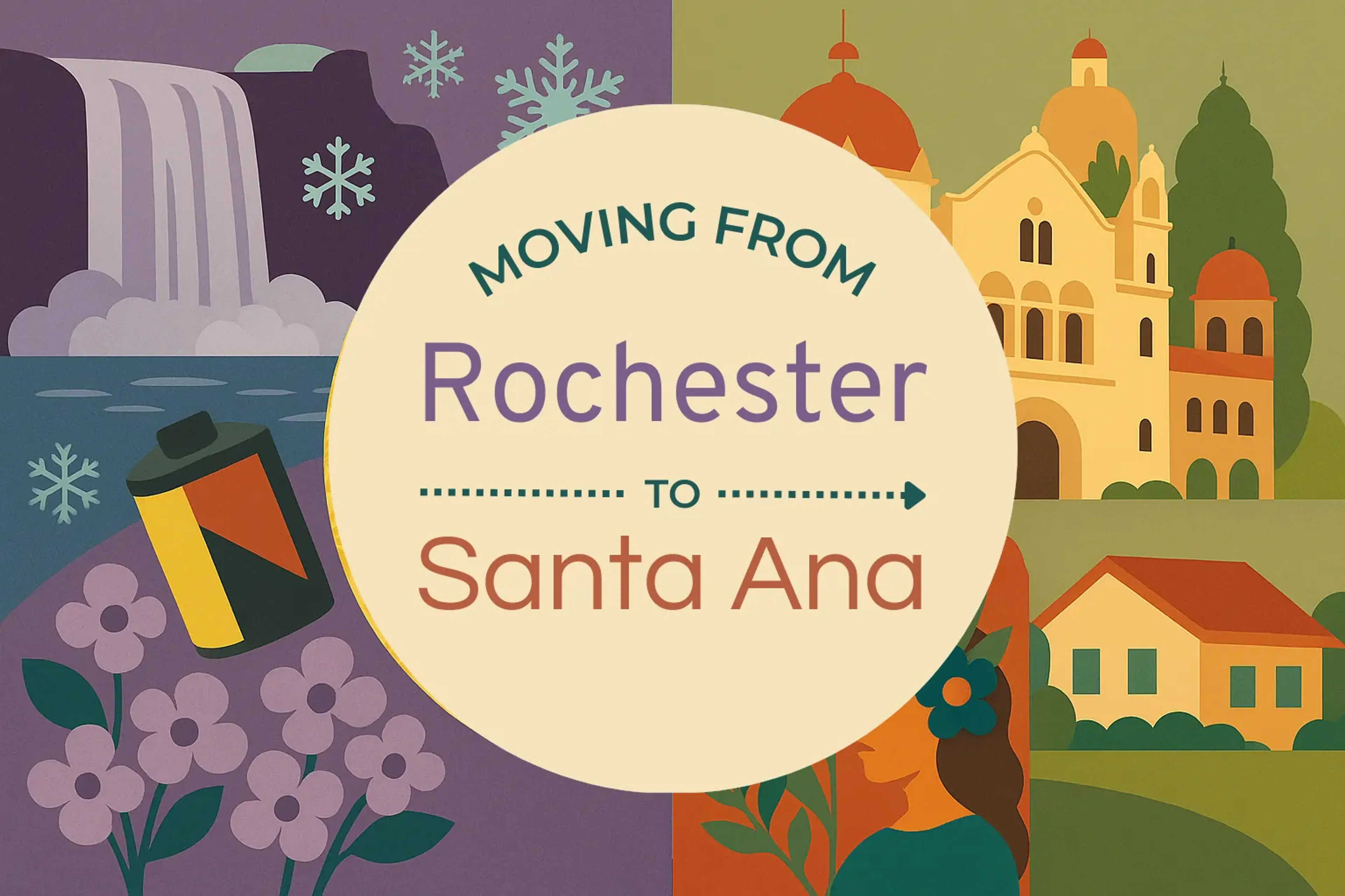 Side-by-side comparison of Rochester to Santa Ana moving companies