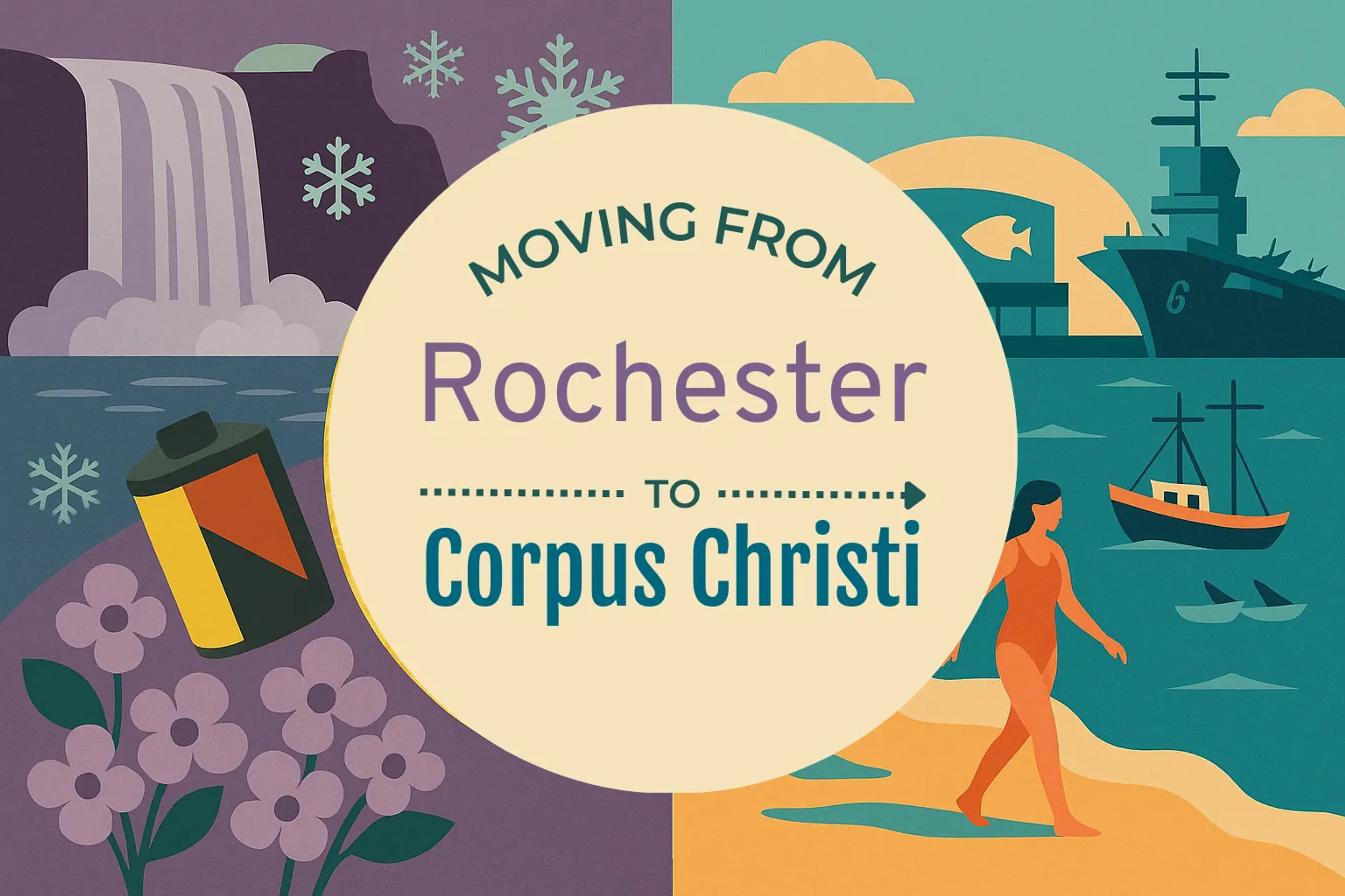 Side-by-side comparison of Rochester to Corpus Christi moving companies
