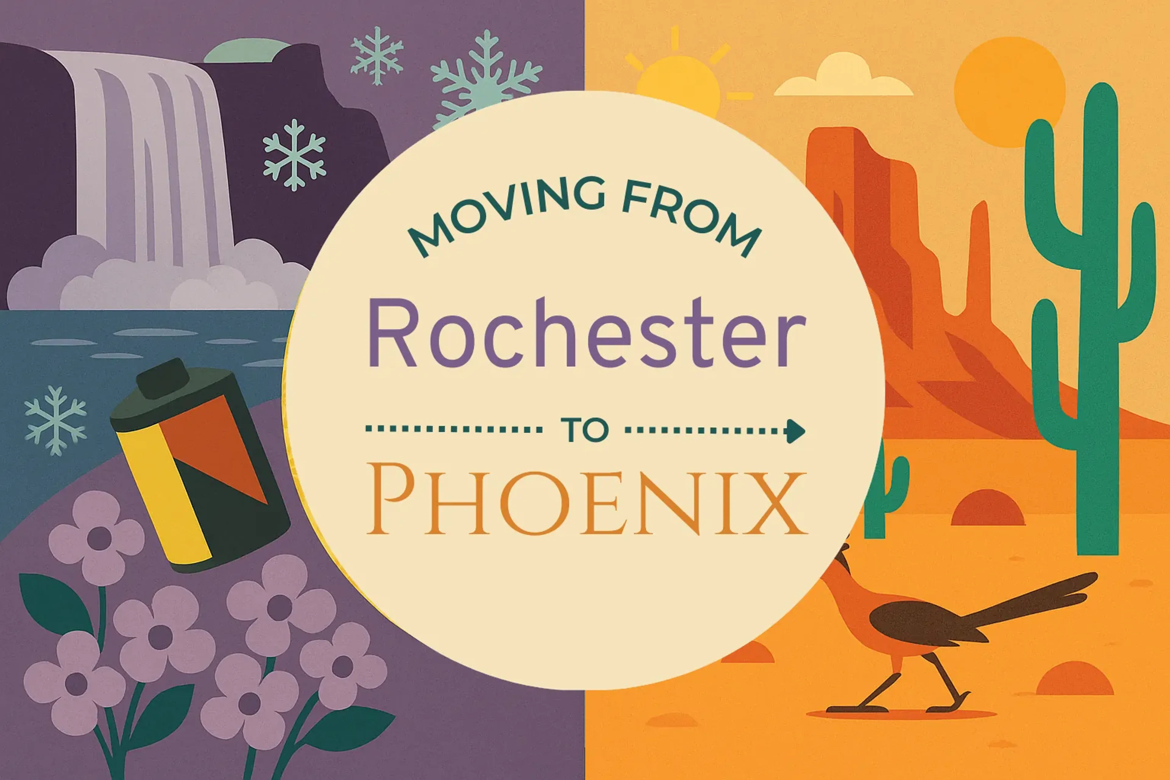 Side-by-side comparison of Rochester to Phoenix moving companies