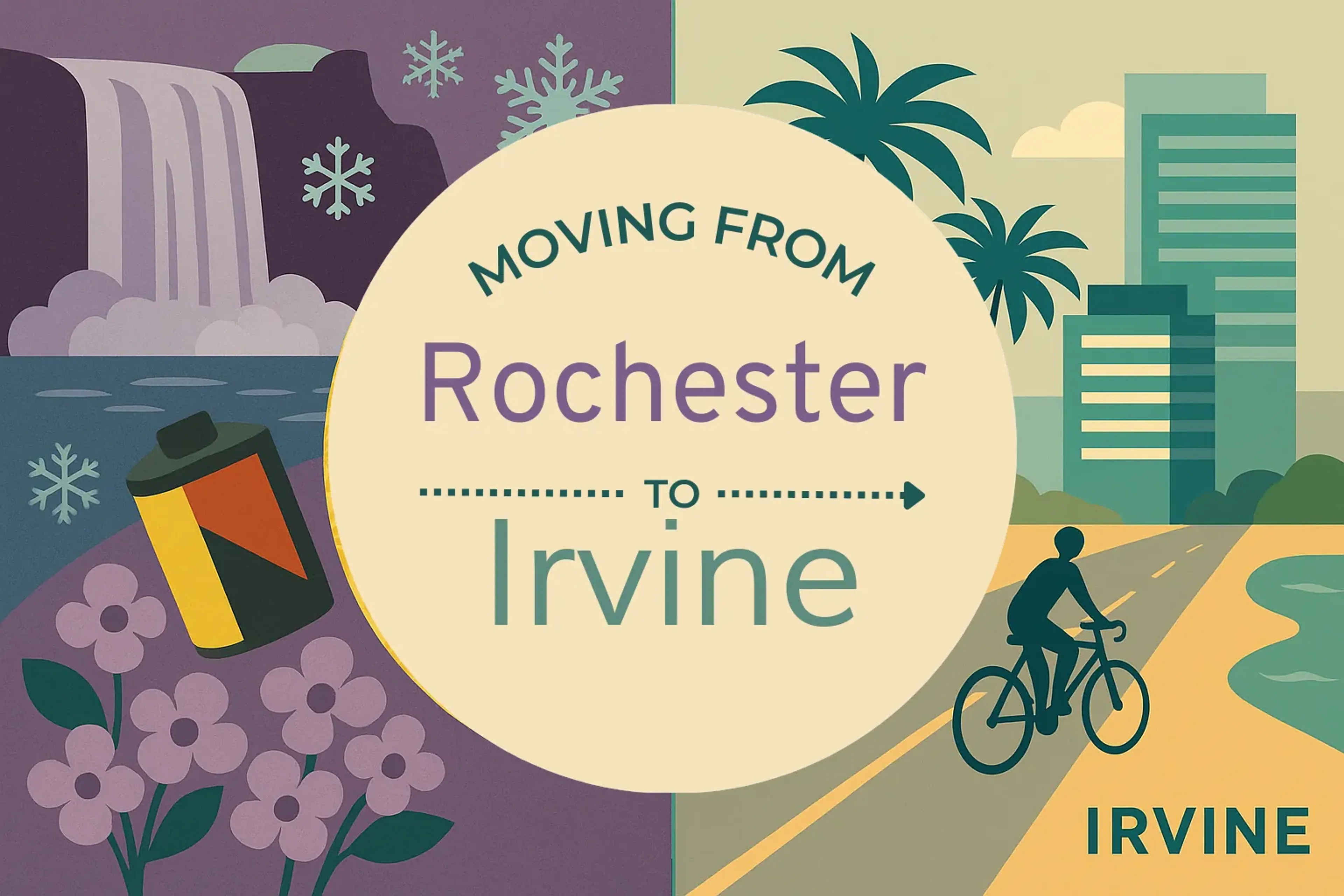 Side-by-side comparison of Rochester to Irvine moving companies