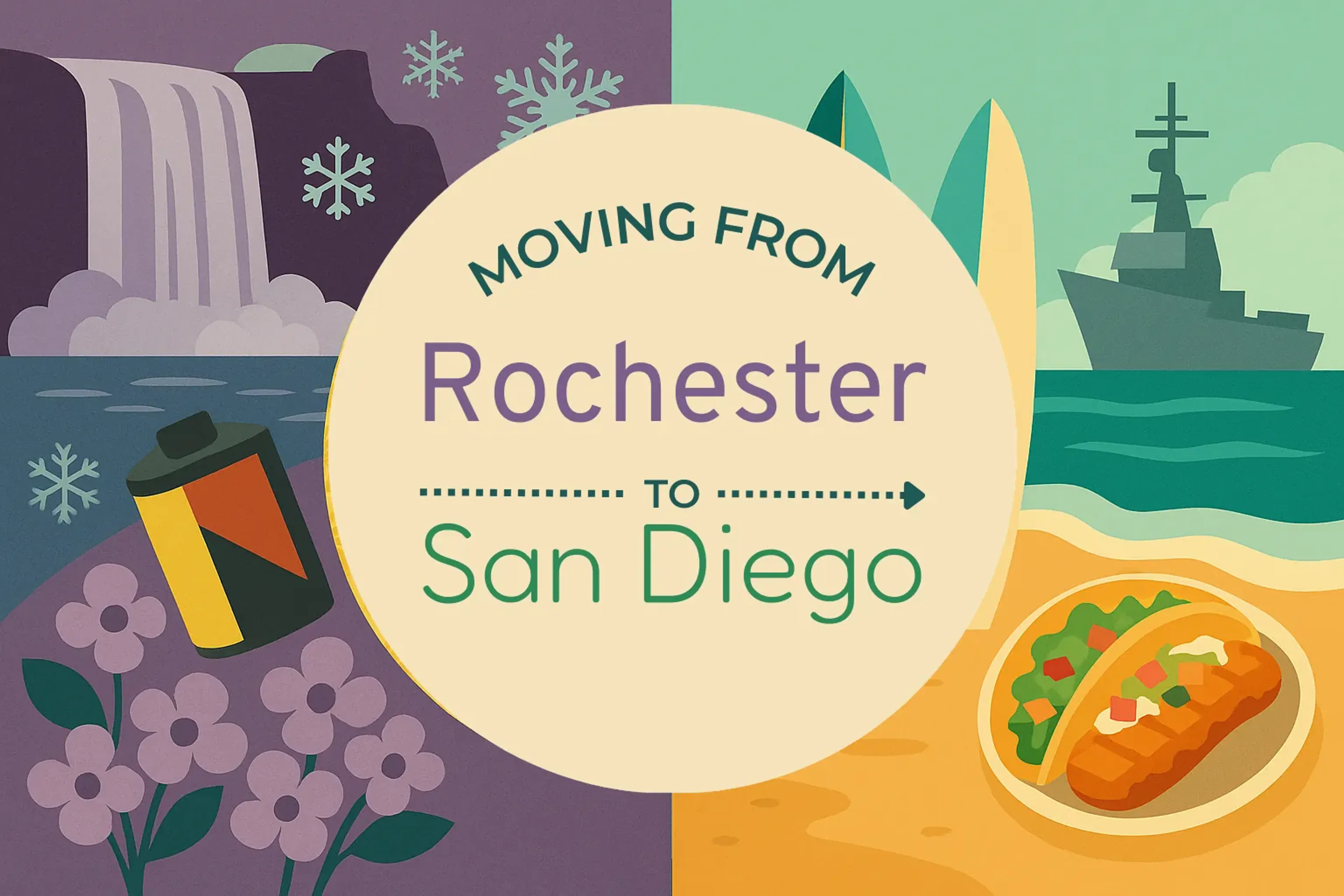 Side-by-side comparison of Rochester to San Diego moving companies
