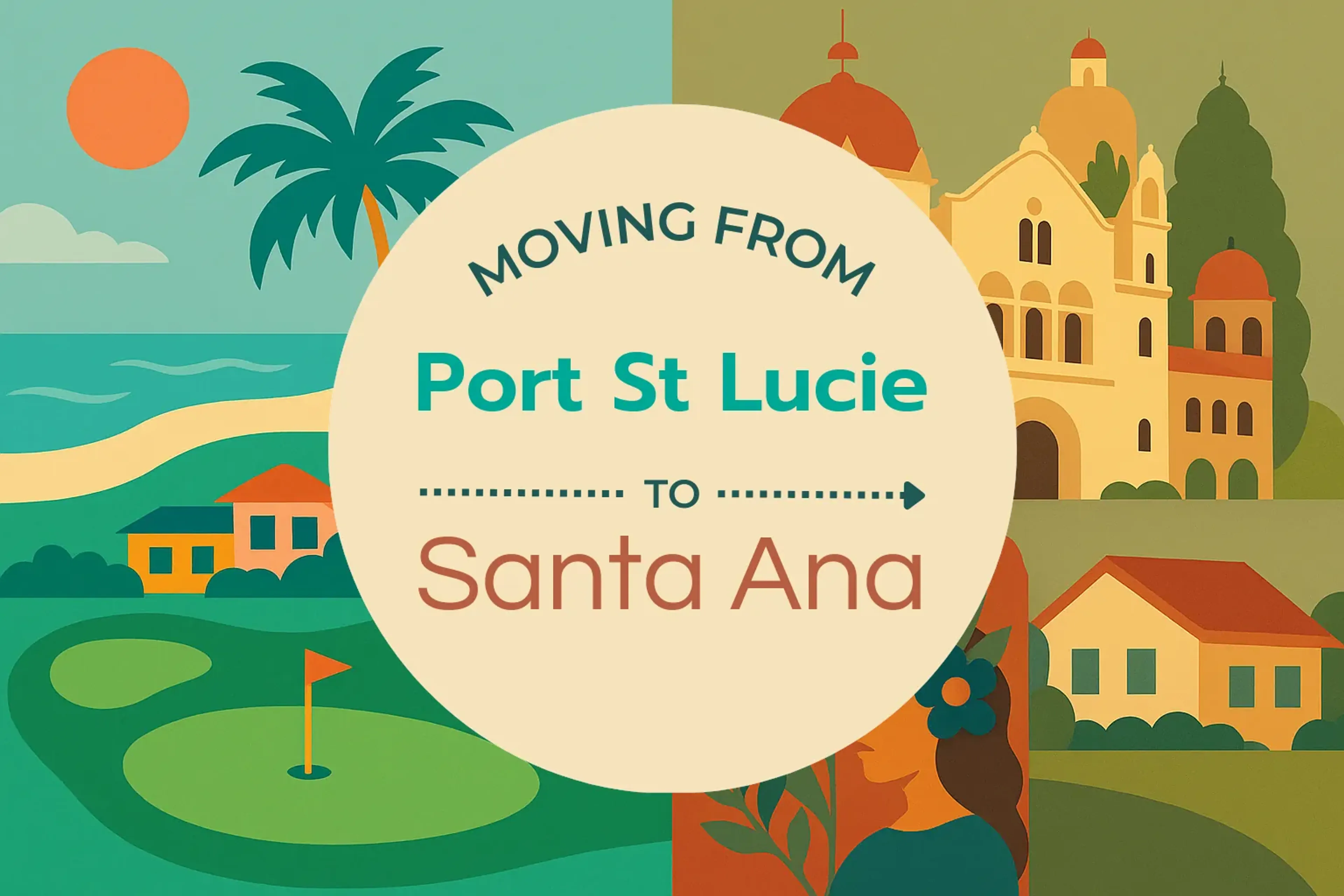 Side-by-side comparison of Port St. Lucie to Santa Ana moving companies