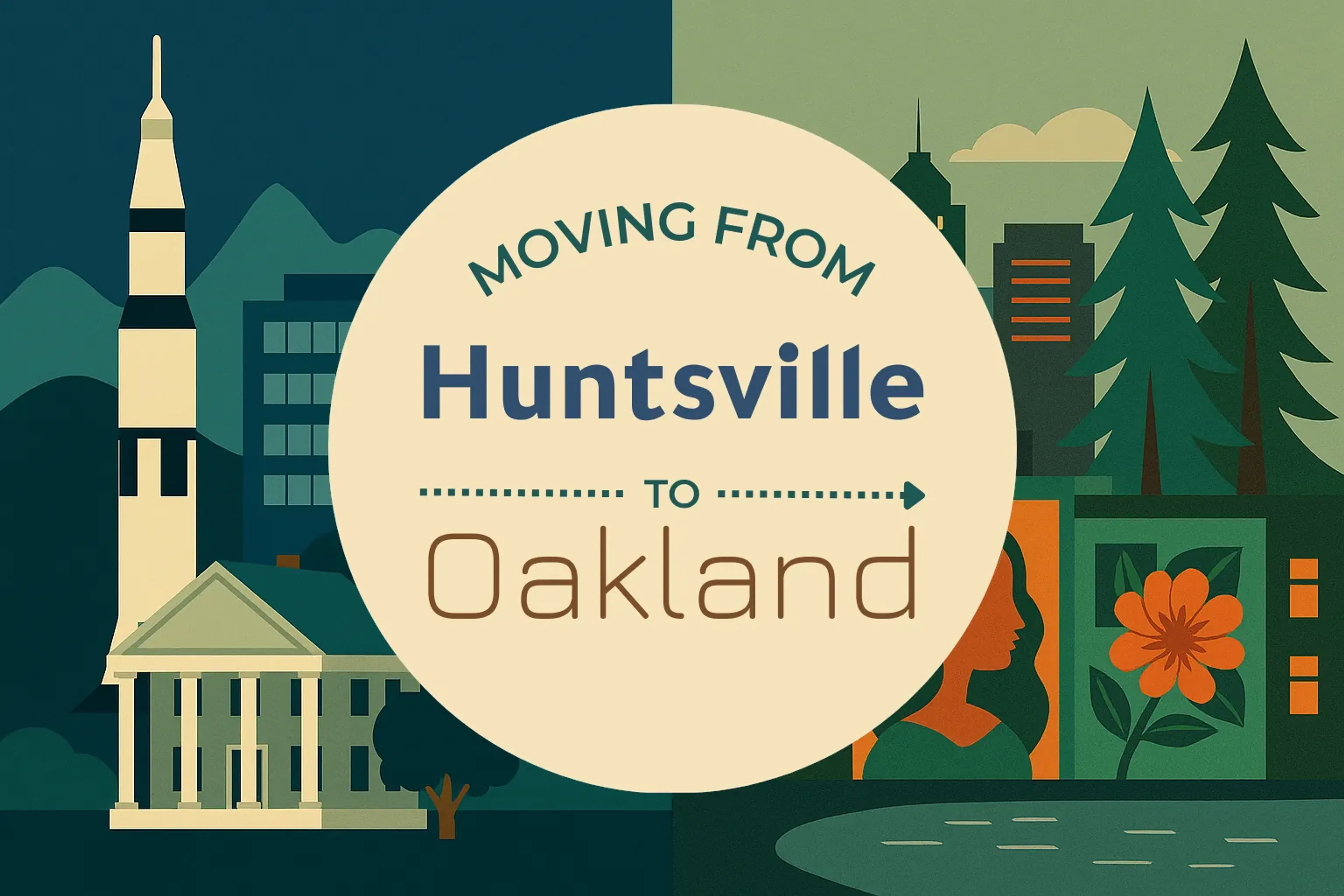 Side-by-side comparison of Huntsville to Oakland moving companies
