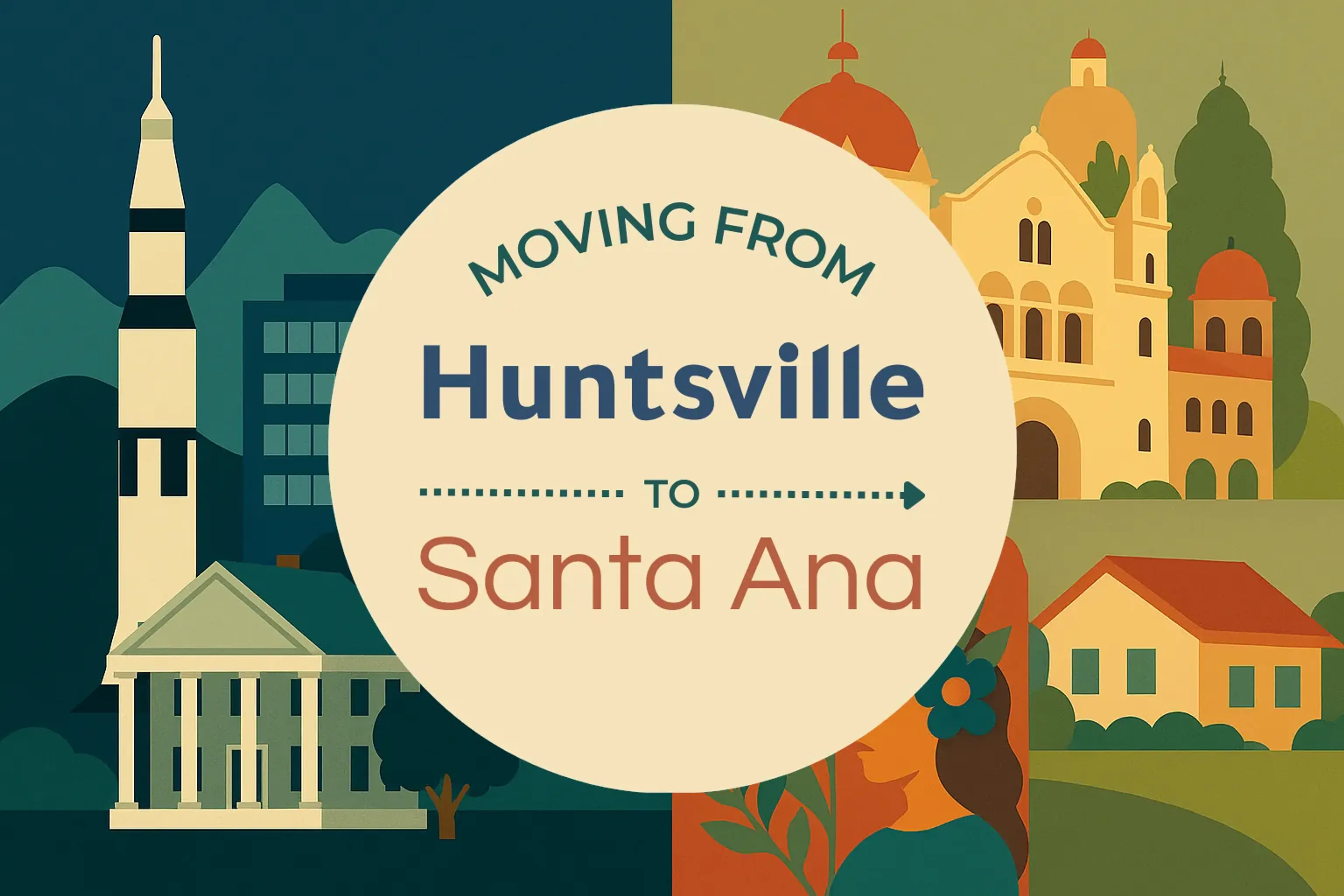 Side-by-side comparison of Huntsville to Santa Ana moving companies