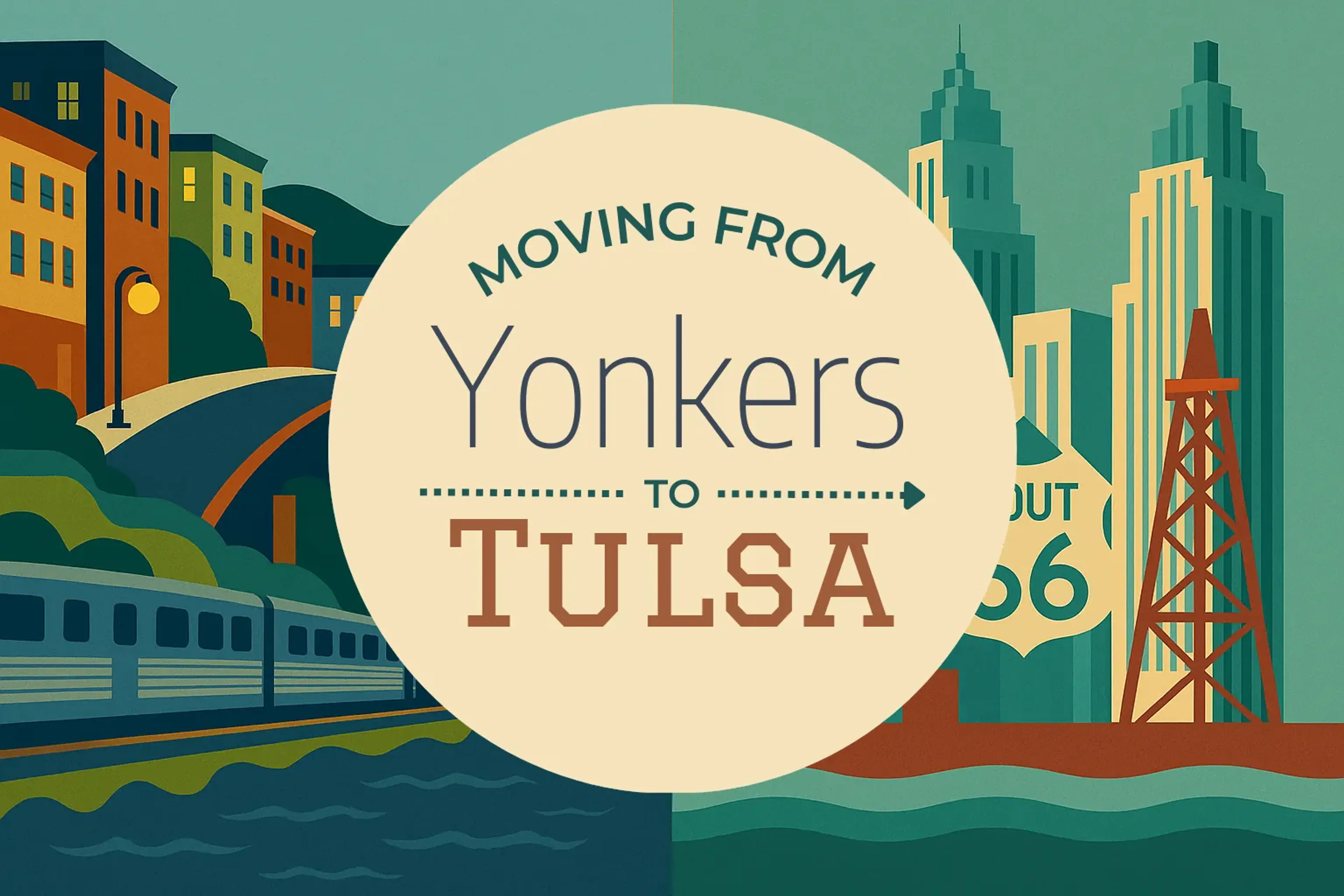Side-by-side comparison of Yonkers to Tulsa moving companies