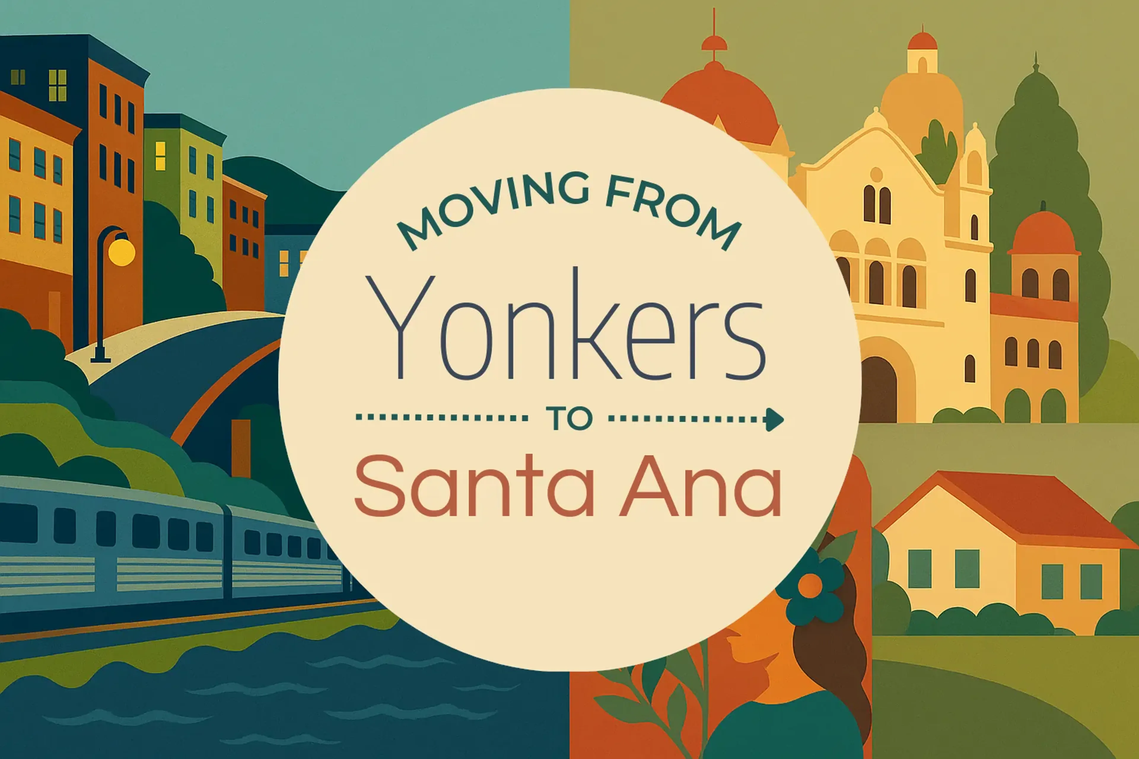 Side-by-side comparison of Yonkers to Santa Ana moving companies