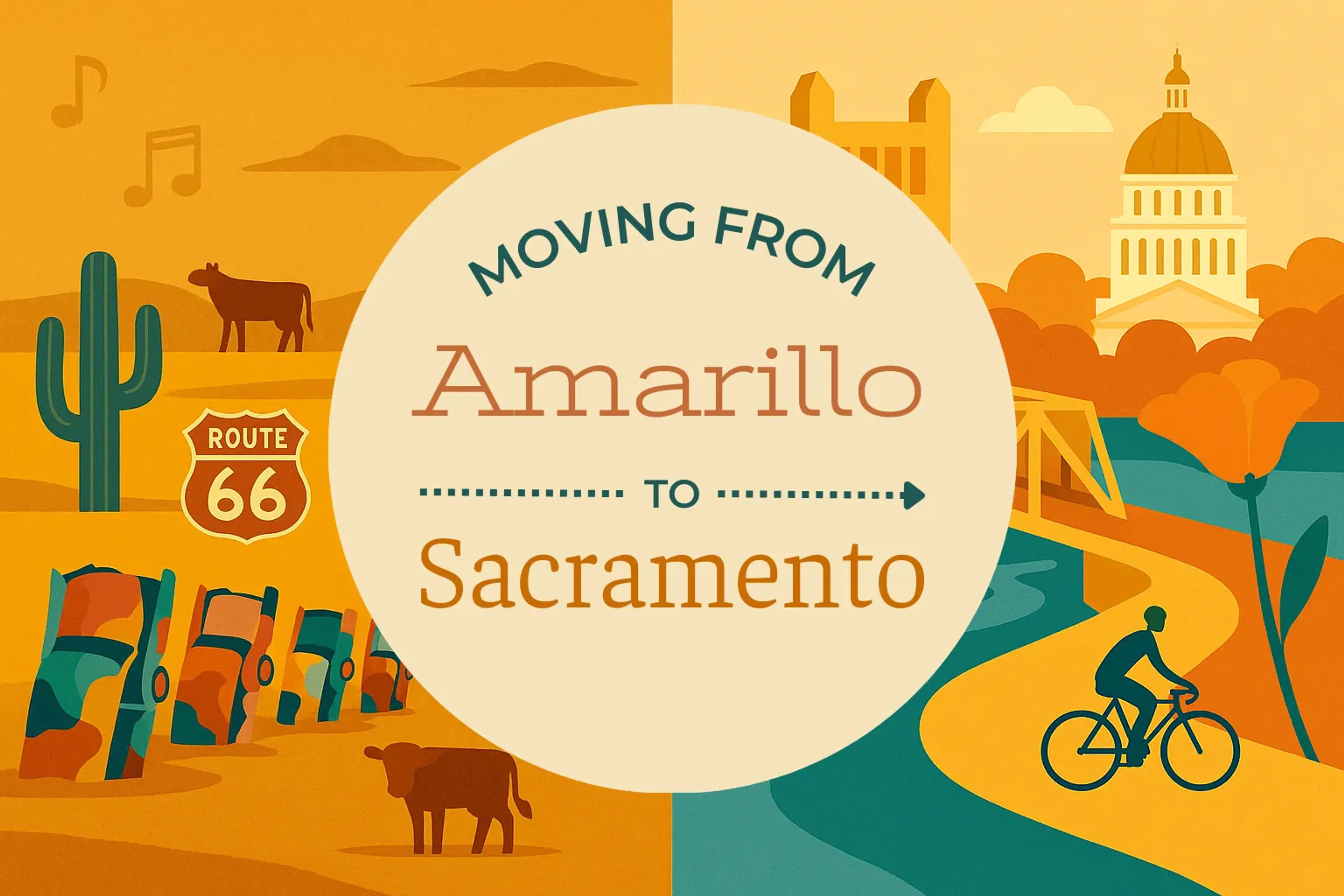 Side-by-side comparison of Amarillo to Sacramento moving companies