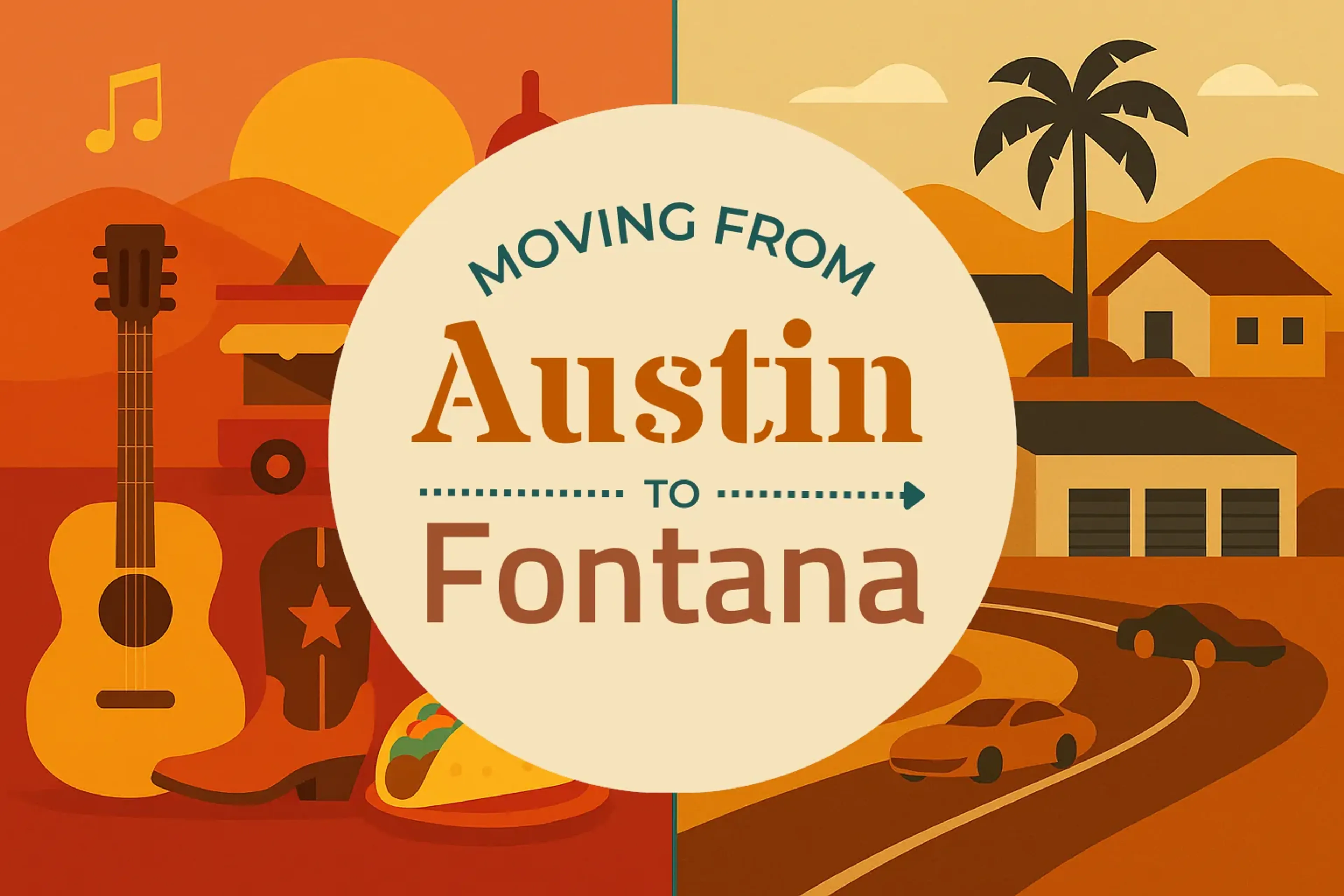 Side-by-side comparison of Austin to Fontana moving companies