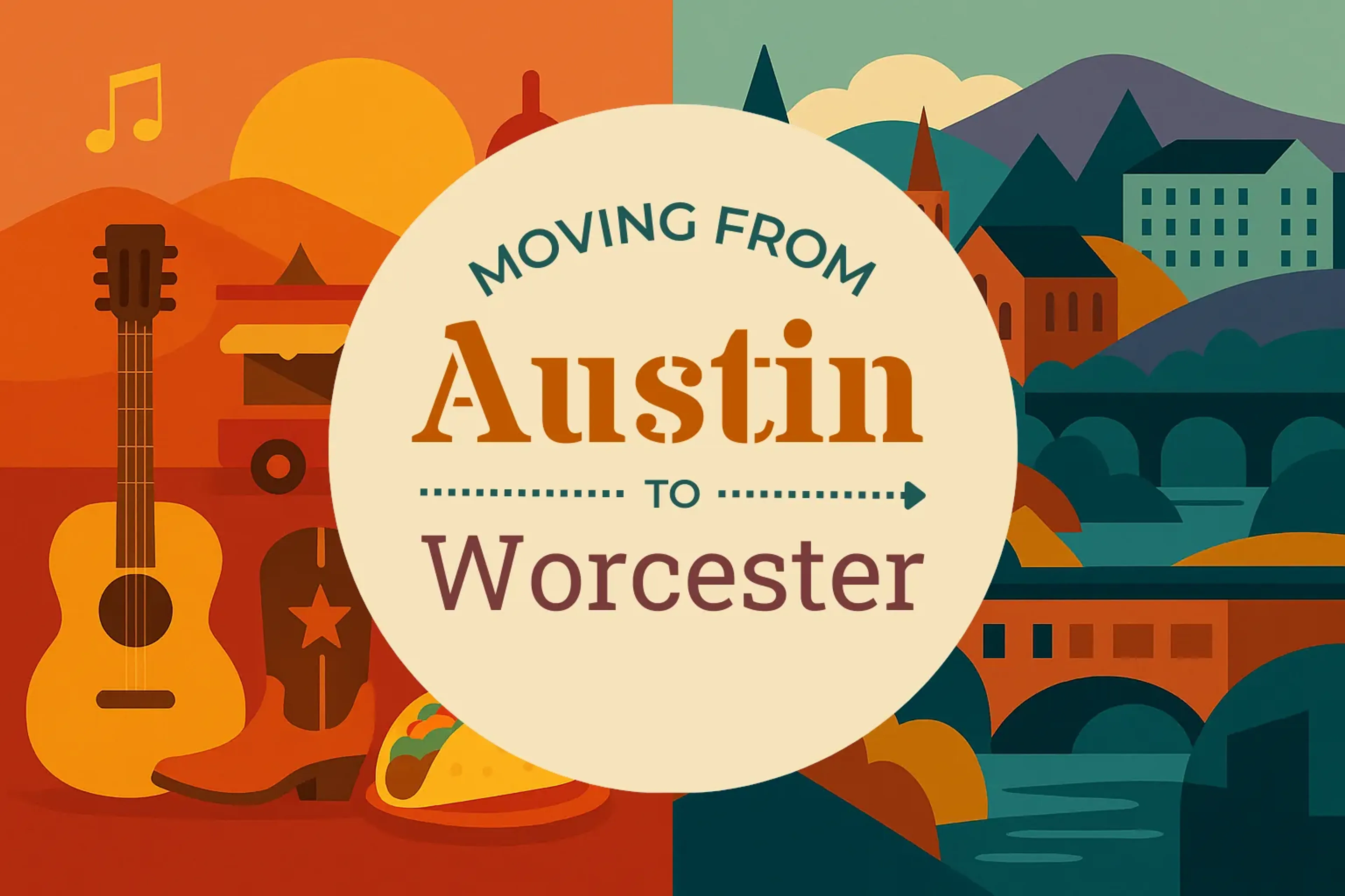 Side-by-side comparison of Austin to Worcester moving companies